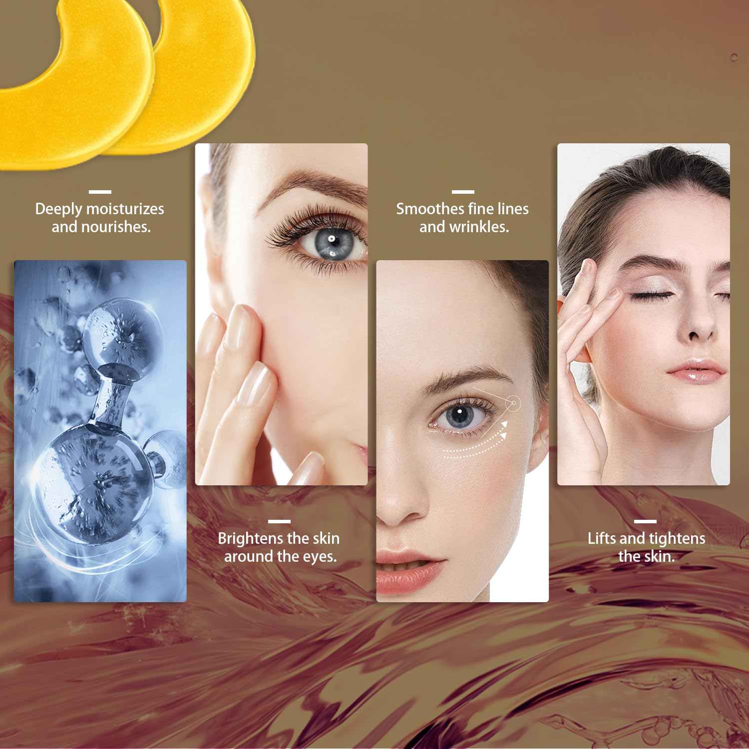 Blusheva Beauty Gold Under Eye Masks – 24 Pairs Collagen & Hydrating Gel Eye Patches for Dark Circles, Puffy Eyes, Fine Lines & Anti-Aging Skincare – Vegan, Cruelty-Free Self Care Essentials