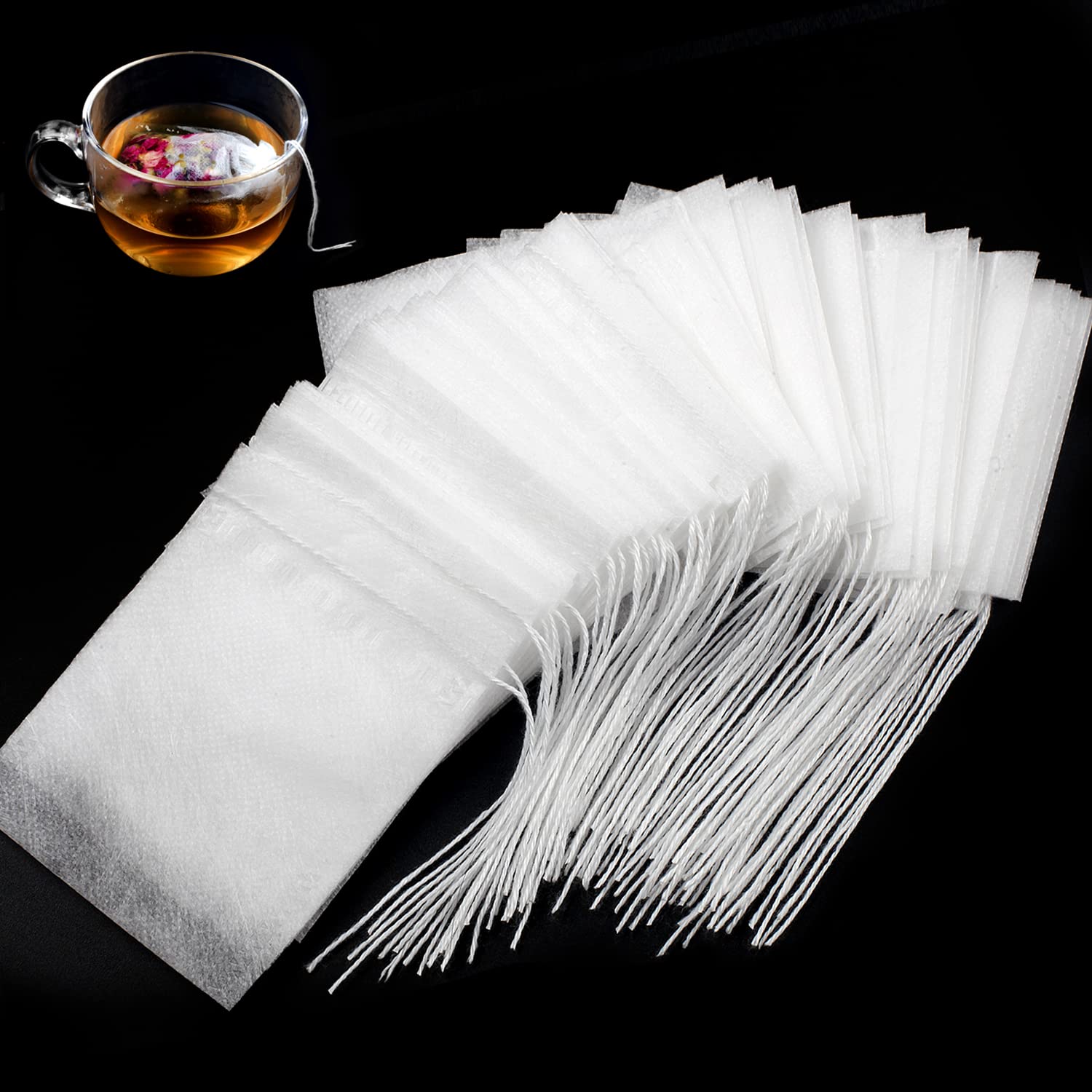 400 Pcs Disposable Tea Bags for Loose Leaf Tea, Biodegradable Tea Filter Bags with Drawstring, Corn Fiber Empty Tea Bags for Loose Leaf Tea (3.54 x 2.75 inch)…