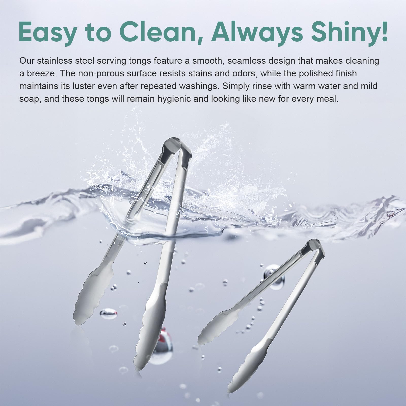 12 Pieces Buffet Tongs 7'' Serving Tongs Heavy Duty Stainless steel Kitchen and BBQ Utility Tong (Silver, 7inch)