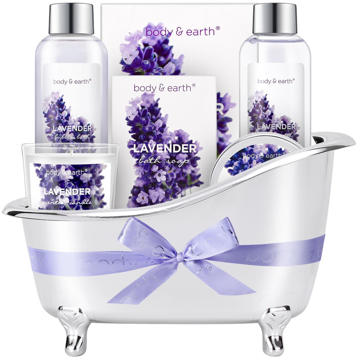 Gift Set for Women Body & Earth Gifts for Women Lavender Gift Baskets For Women Bath Sets for Women Gift with Bubble Bath Body Lotion Scented Candle Christmas Gifts for Women Bath Gifts for Women