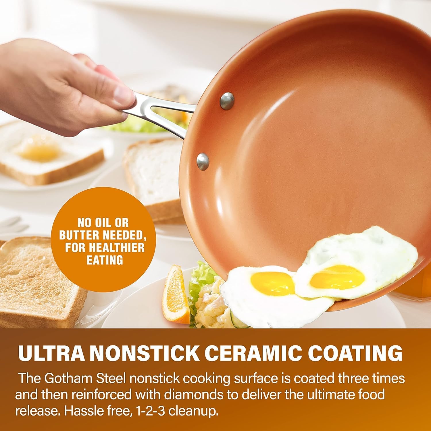 Gotham Steel 2 PK Non Stick Frying Pans Set for Cooking with 10+11 Inch Nonstick Frying Pans with Ceramic Surface, Induction Capable, Hard Anodized Frying Pans Nonstick Skillets, Oven/Dishwasher Safe