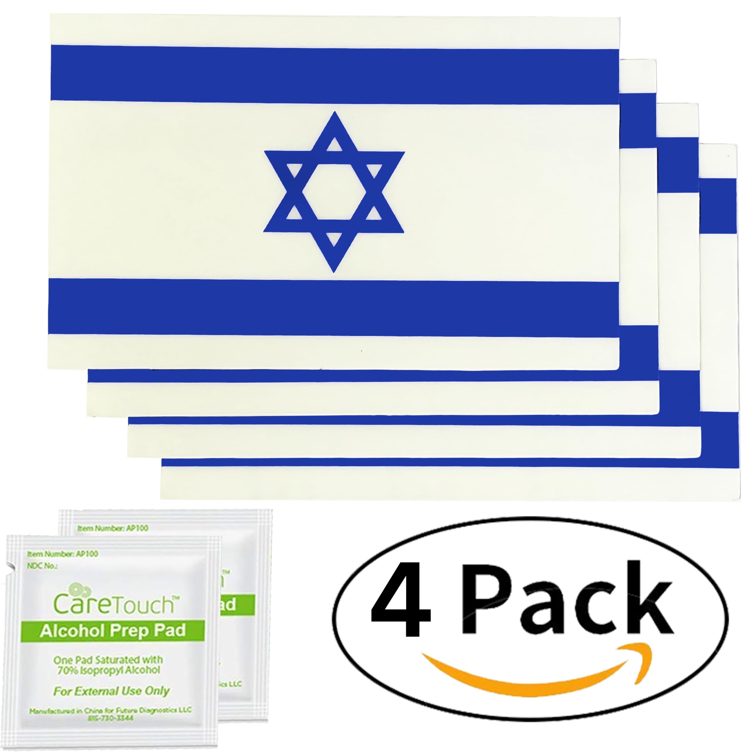Israel Flag Stickers | Set of 4 | 4" x 2.5" | Vinyl Sticker Decal | Weatherproof UV Resistant Laminate Professional Heavy Duty by Spy Spot