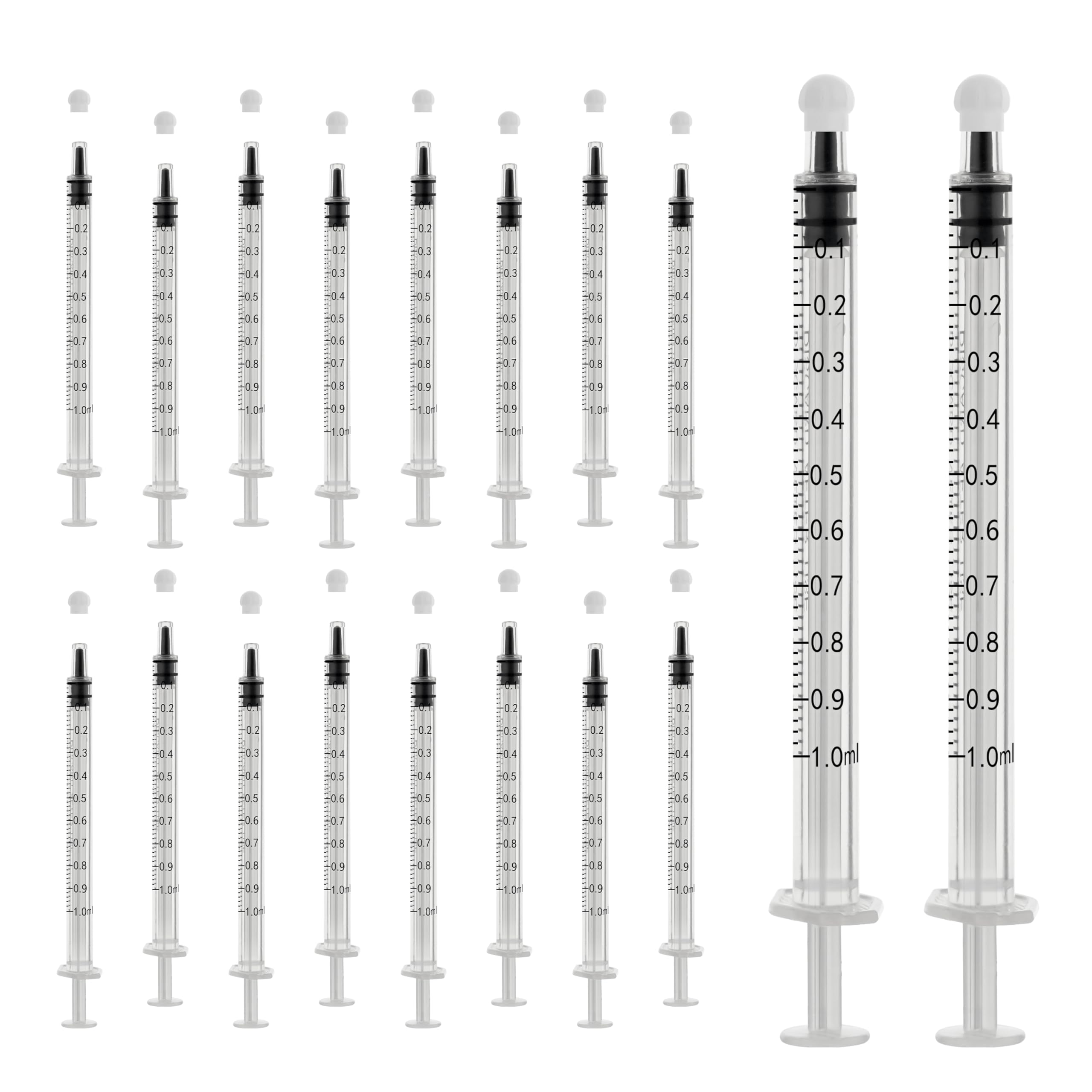 20Pack 1ml/cc Syringe for Liquid with Caps - Liquid Measuring Syringe - Syringes Tools for Scientific Labs, Feeding - Individually Sterile Sealed