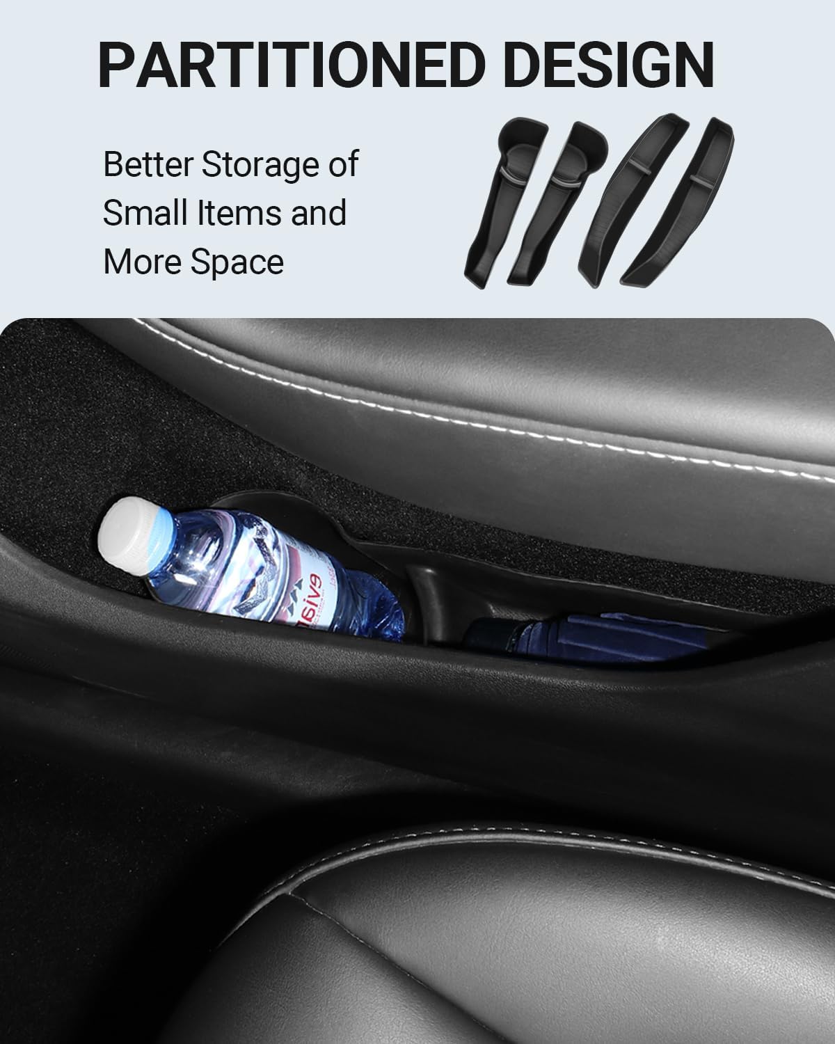 Basenor 4PCS Tesla Model Y Door Side Storage Box TPE Organizer Tray Front and Rear Door Slot Pockets Protector Accessories 2023 Upgrade