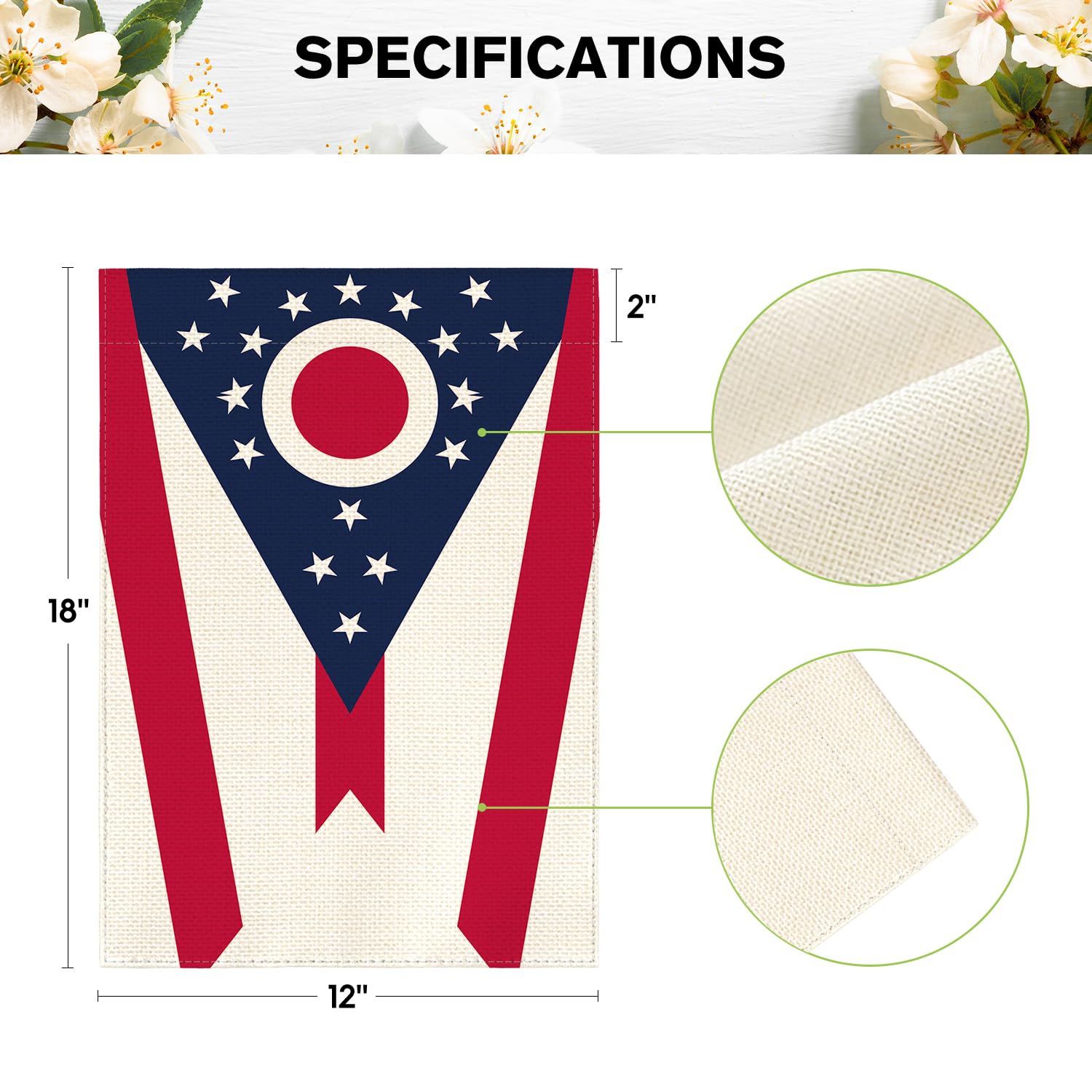 AVOIN colorlife Ohio U.S. States Garden Flag 12x18 Inch Double Sided Outside, Patriotic Unity Local Yard Outdoor Flag