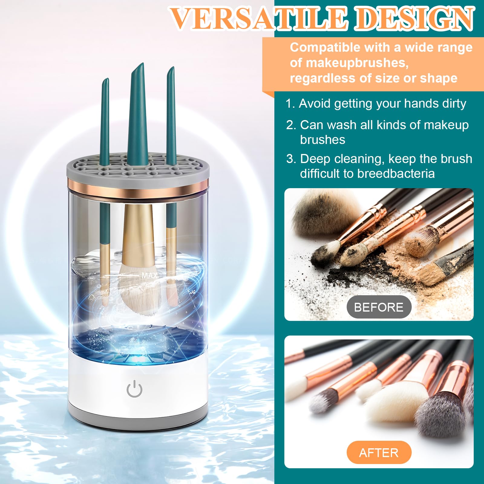 Automatic Makeup Painting Brush Cleaner, 4-IN-1 Multifunctional Tool, Deeper Clean, Air Drying, Dust-proof, for All Size Brushes, Versatile Design