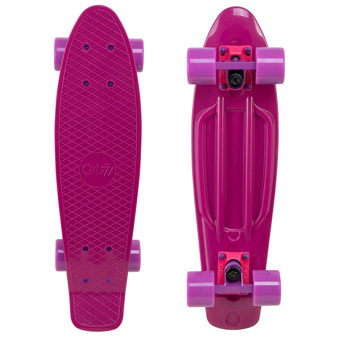 Cal 7 22.5" Complete Mini Cruiser Plastic Skateboard (Berry)