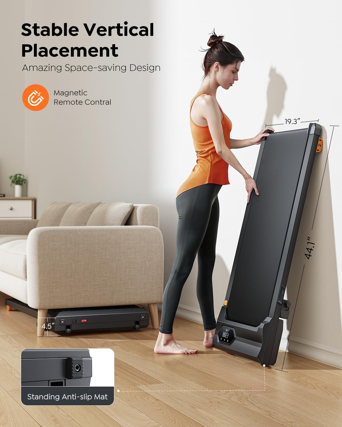 Acezoe Walking Pad Treadmill with Incline, Under Desk Treadmills for Home Office, 10% Manual Incline Portable Treadmill with Remote Control/APP and Standing Anti-Slip, 265lb Capacity, 2.5HP Low-Noise