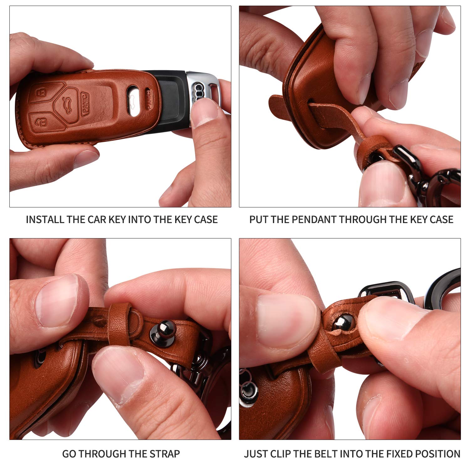 Tukellen for Toyota Key Fob Cover Genuine Leather With Keychain,Leather Key Case Protector Compatible with 2020-2022 Highlander Corolla Prius 2018-2024 RAV4 Camry Avalon C-HR GT86 -Black