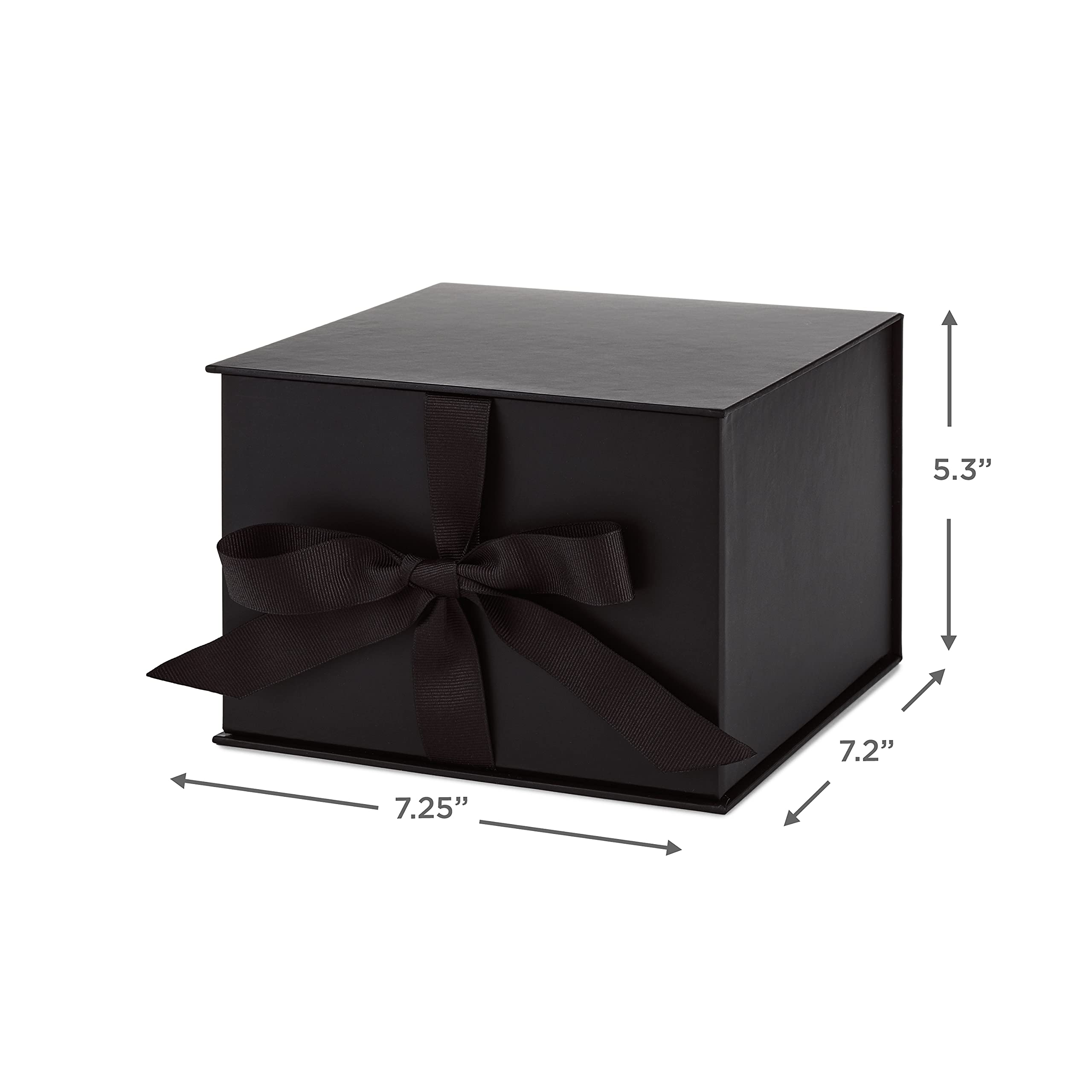 Hallmark Medium Gift Box with Lid and Shredded Paper Fill (Black 7 inch Box) for Weddings, Graduations, Birthdays, Father's Day, Groomsmen Gifts, All Occasion