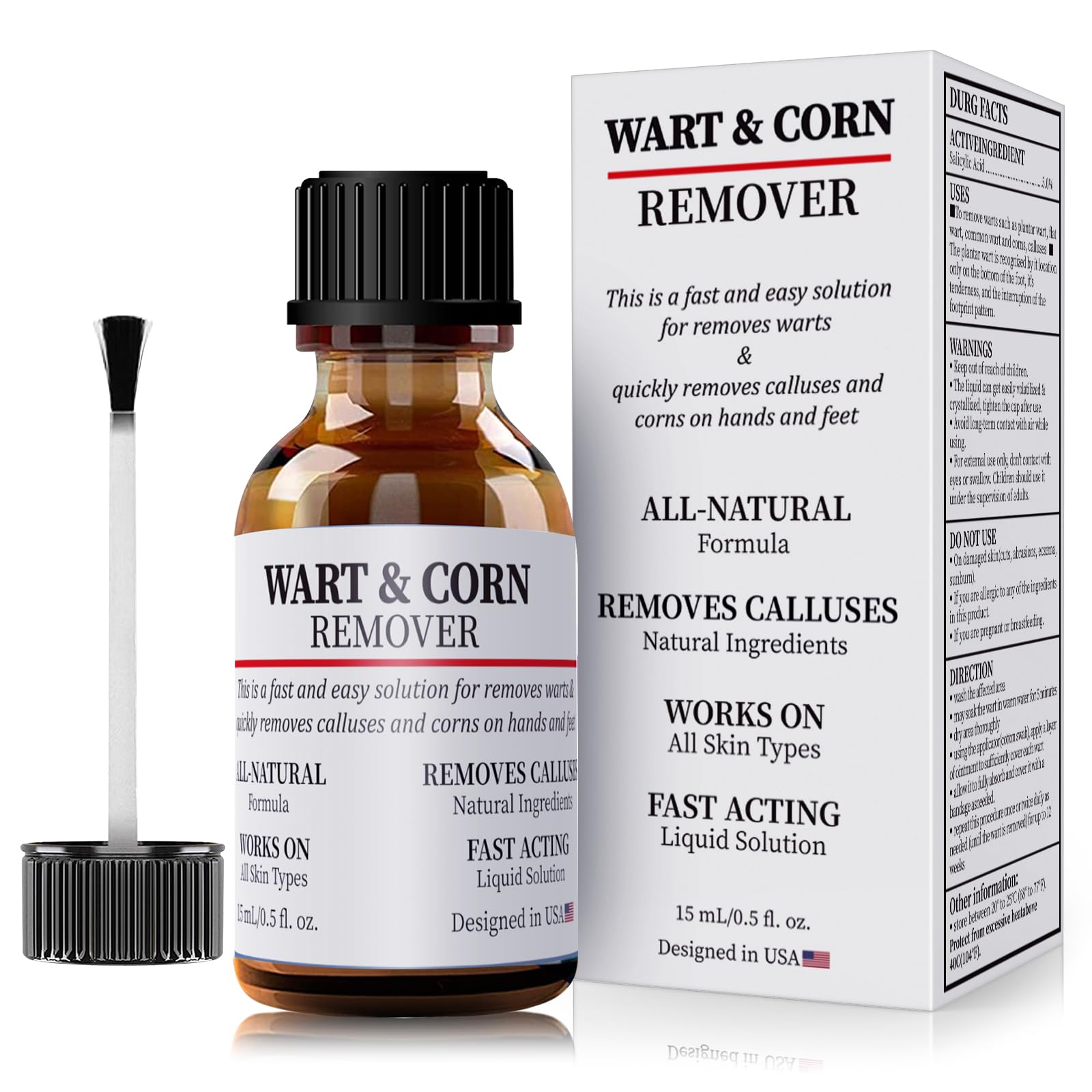 WABRINY Wart & Corn Remover Liquid, Smoothes Skin Gentle Fast Acting Gel Wart Removal for Plantar Wart Flat Warts and Corns-G3