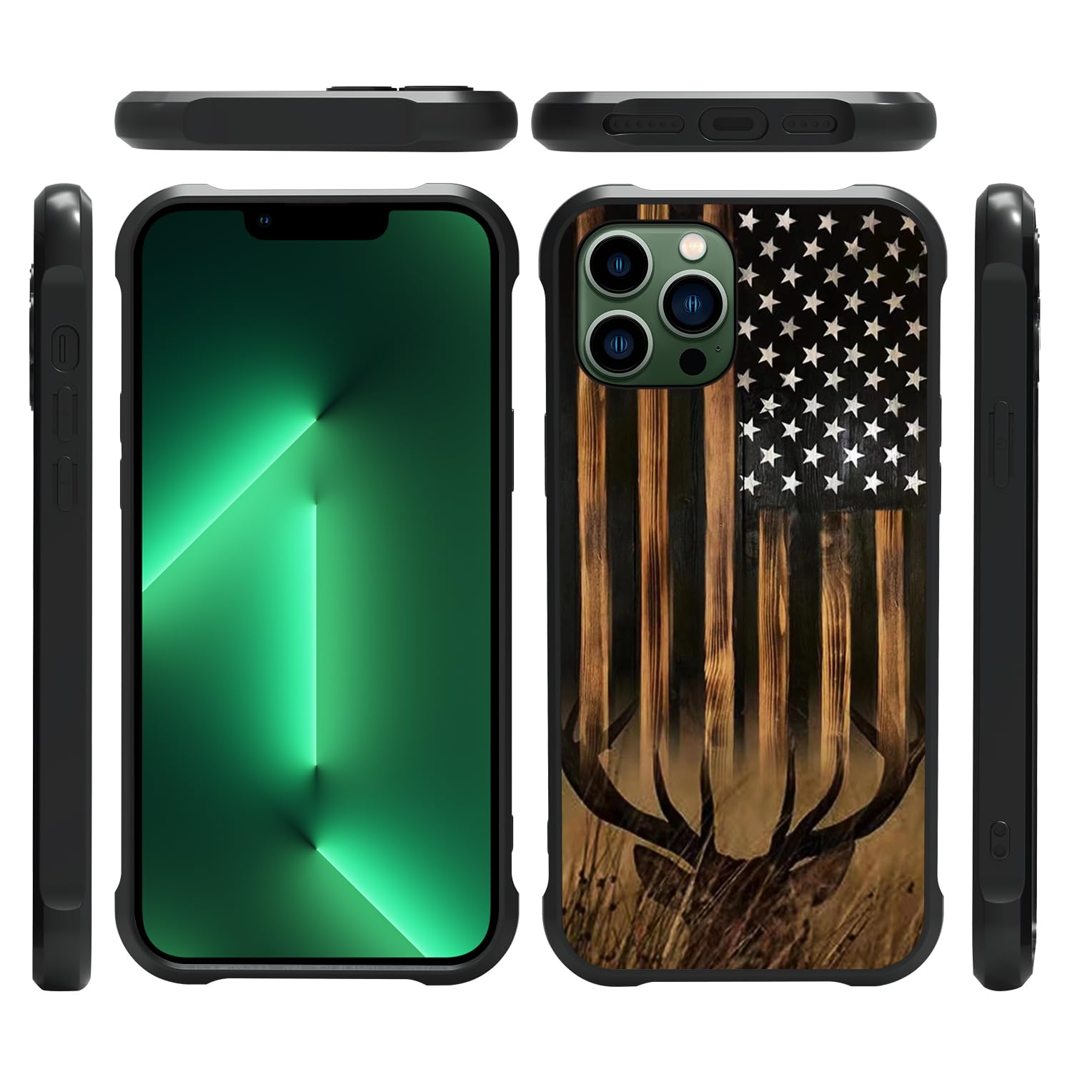 ZHUXUXITT Case for iPhone 11,Deer American Flag Case for iPhone 11 Design for Men Boys [Anti-Scratch] Non-Slip+Shockproof Rugged TPU Protective Case