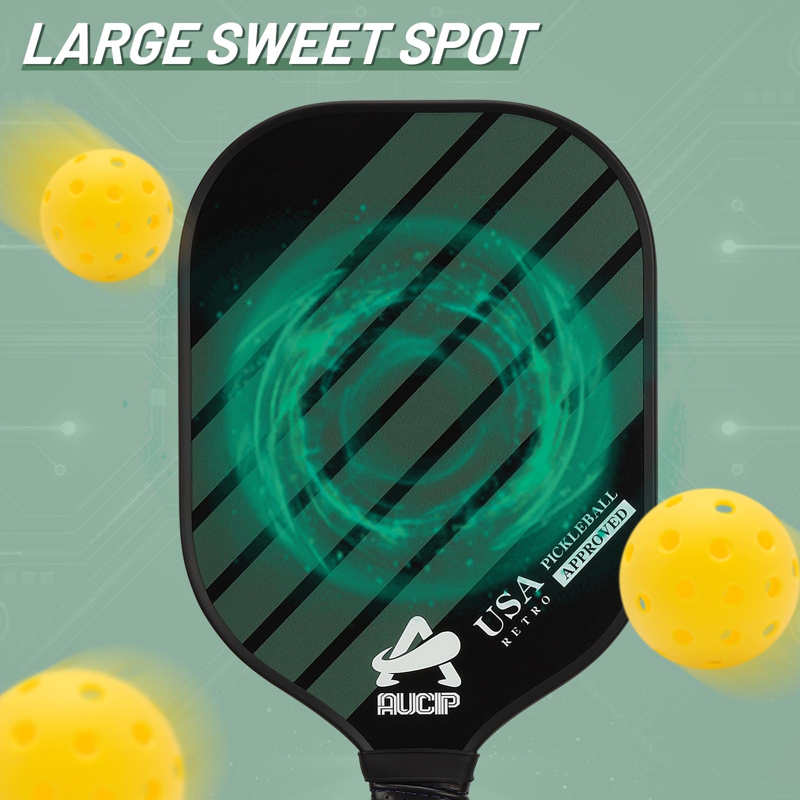 AUCIP Pickleball Paddles Set of 2 with Balls and Bag | Featuring a Multilayer Fiberglass Pickleball Paddle Face | 13MM PP Honeycomb Core | USAPA Approved Pickleball Rackets Set for Women, Men