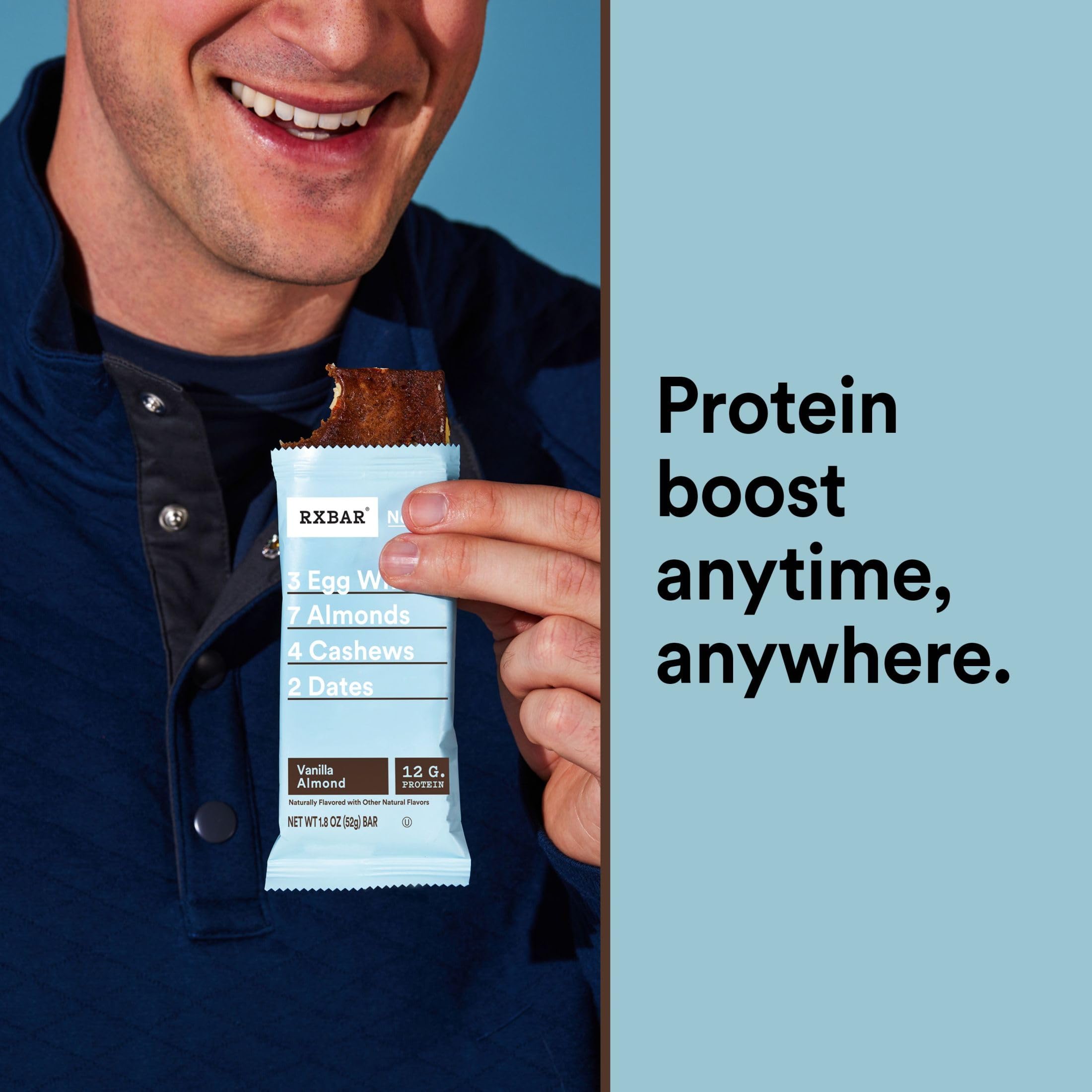 RXBAR Protein Bars, Protein Snack, Snack Bars, Vanilla Almond, 22oz Box (12 Bars)