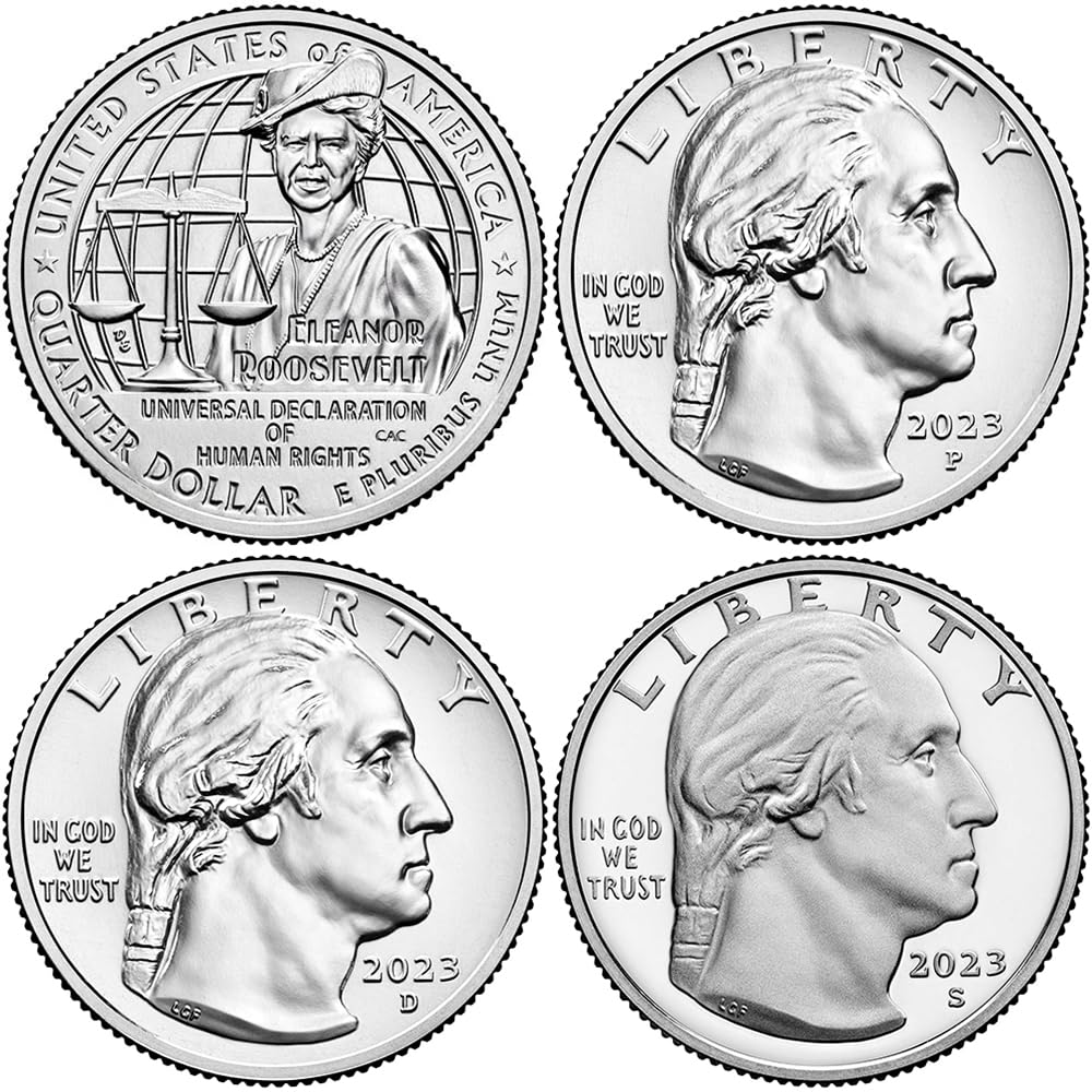 2023 P,D,S BU American Women Quarter Eleanor Roosevelt Quarter Choice Uncirculated US Mint 3 Coin Set