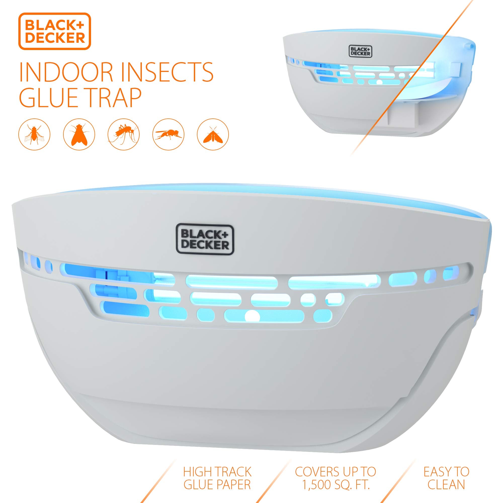 BLACK+DECKER Fly Trap- Fruit Fly Trap- Gnat Killer Indoor- Moth Traps- Indoor Fly Trap- Wall- Mounted Moth & Mosquito Killer via Non Toxic Sticky Glue Paper Insect Killer & Bug Catcher