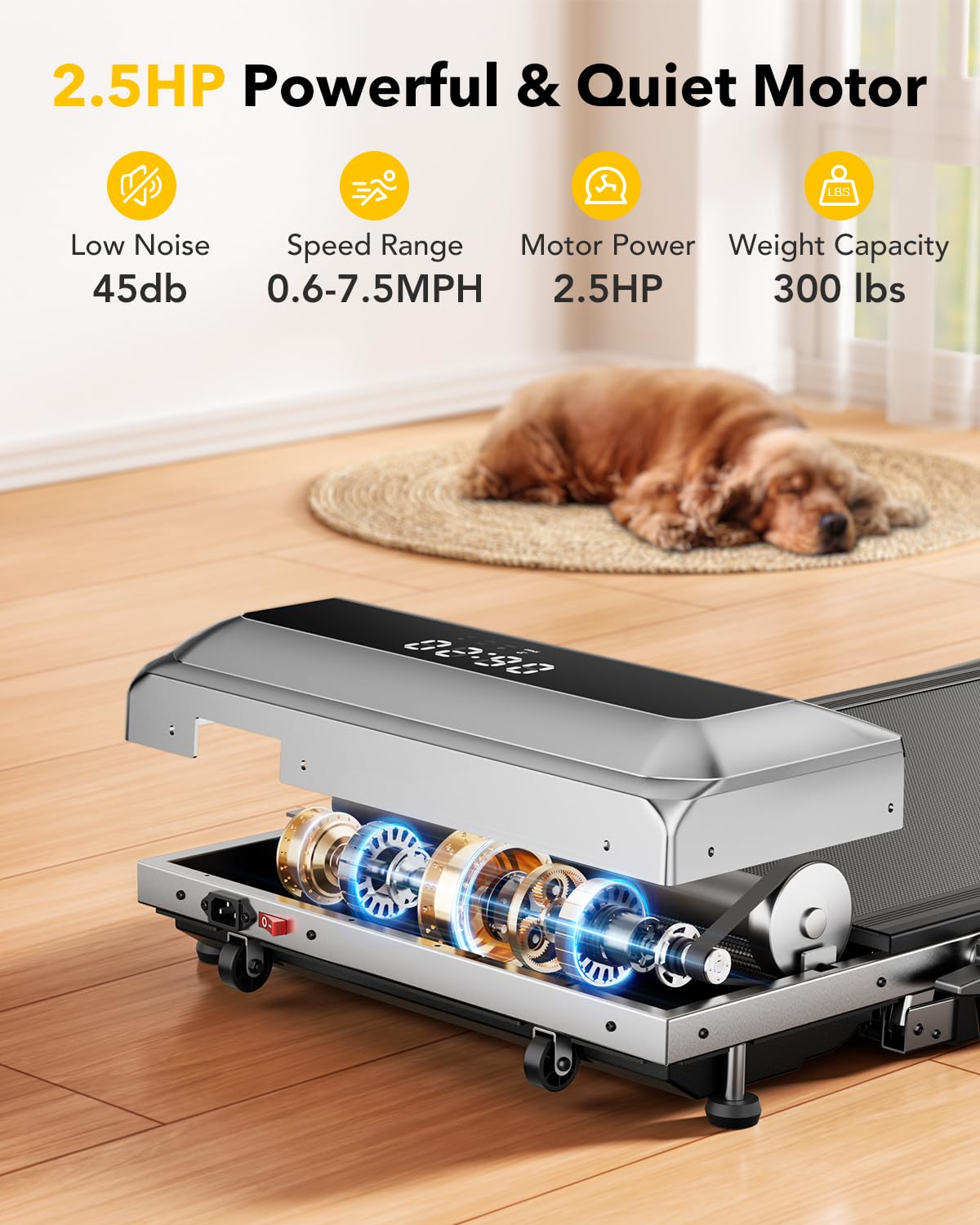 TOPUTURE Walking Pad Under Desk Treadmill with Incline, 2 in 1 Folding Treadmill for Home/Office, Portable Compact Treadmills with Remote Control, APP & LED Display 300LBS Capacity