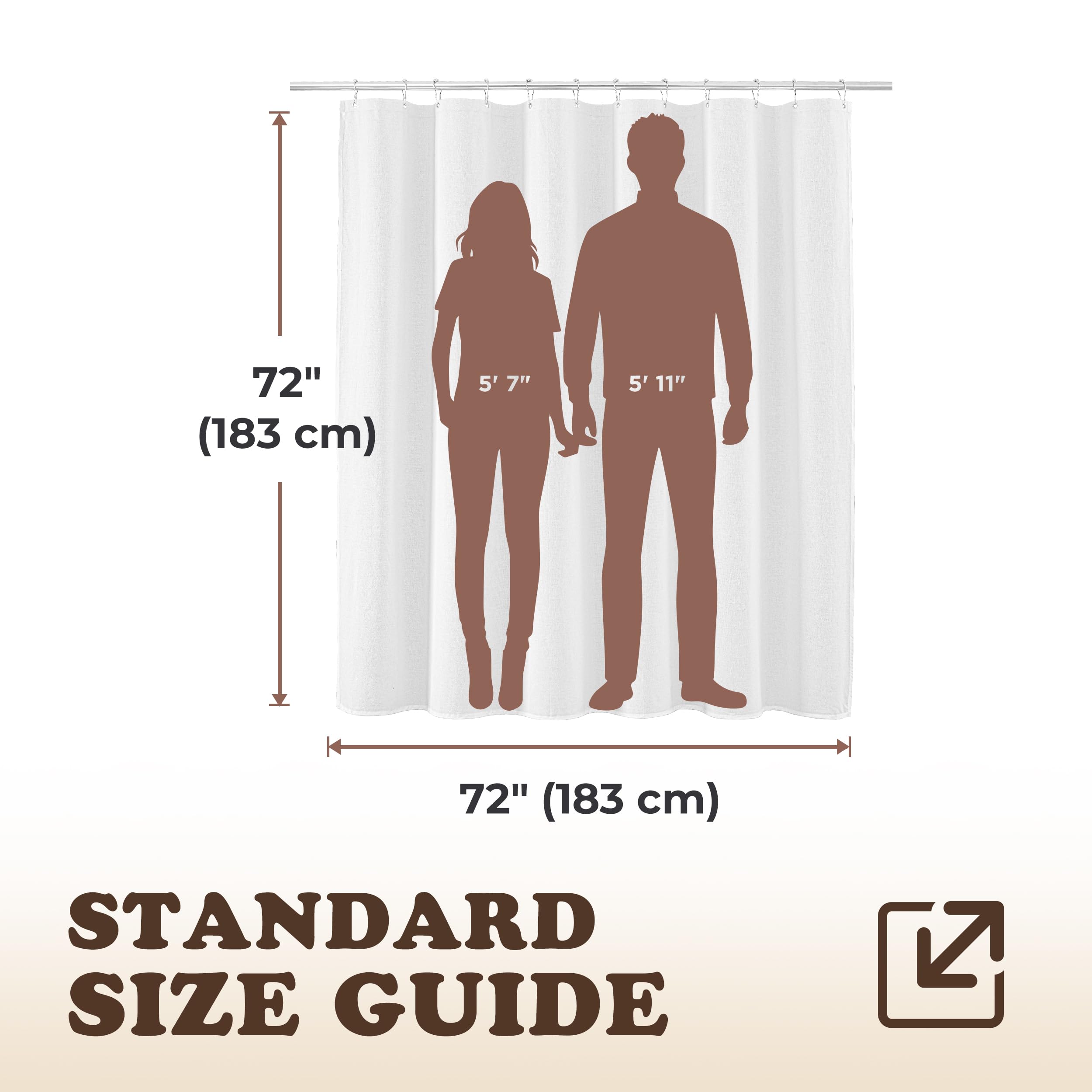 Seasonwood Linen Shower Curtain White Fabric Shower Curtain Boho White Shower Curtains for Bathroom Modern Farmhouse Bathroom Decor (72x72 Inch)