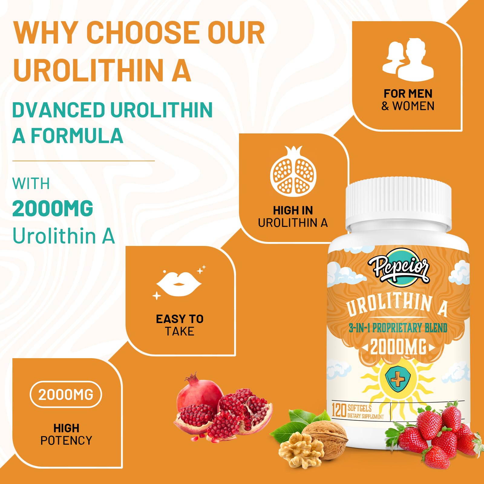 Pepeior Urolithin A Supplement 120 Softgels — 2000MG