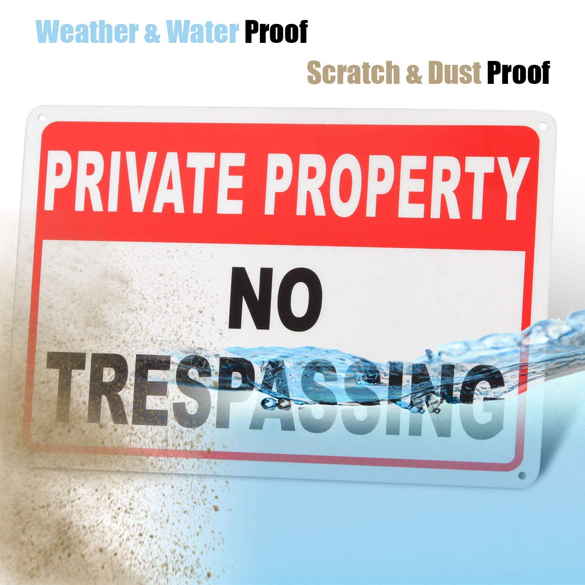 ABuff 10 Pack No Trespassing Signs Private Property Aluminum Warning Sign 10"x 7" .04" Outdoor Use for Home Yard Business Driveway Alert, Reflective, UV Protected & Waterproof