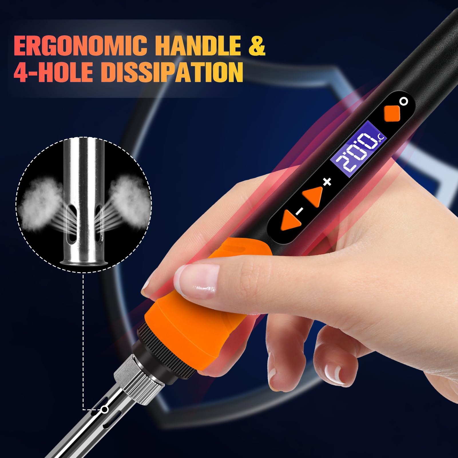 Soldering iron, 68W Soldering Gun, 9-in-1 Soldering Kit LCD Adjustable Temperature 392-932℉ & Thermostatic Design, Soldering Iron Kit with 5PCS Soldering Tips, Wire, Sponge, Flux