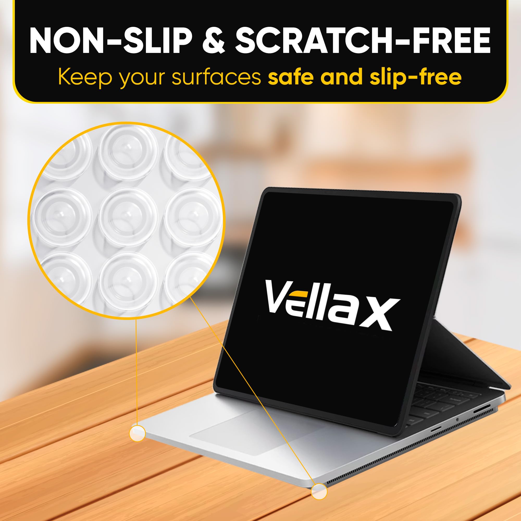 Vellax Home Protection: 128 Cabinet Door Bumpers & 4 Wall Protectors - Clear, Self-Adhesive, Noise-Dampening Solutions for Furniture & Walls