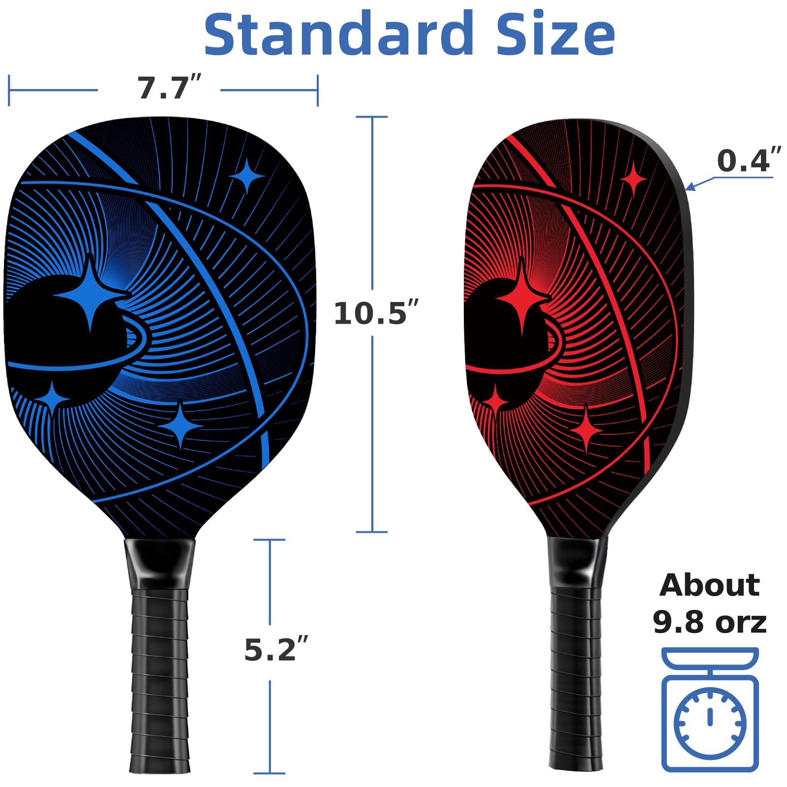 Pickleball Paddles, Pickleball Set with 4 Premium Wood Pickleball Paddles, 4 Pickleball Balls, 4 Cooling Towels & Carry Bag, Pickleball Rackets with Ergonomic Cushion Grip