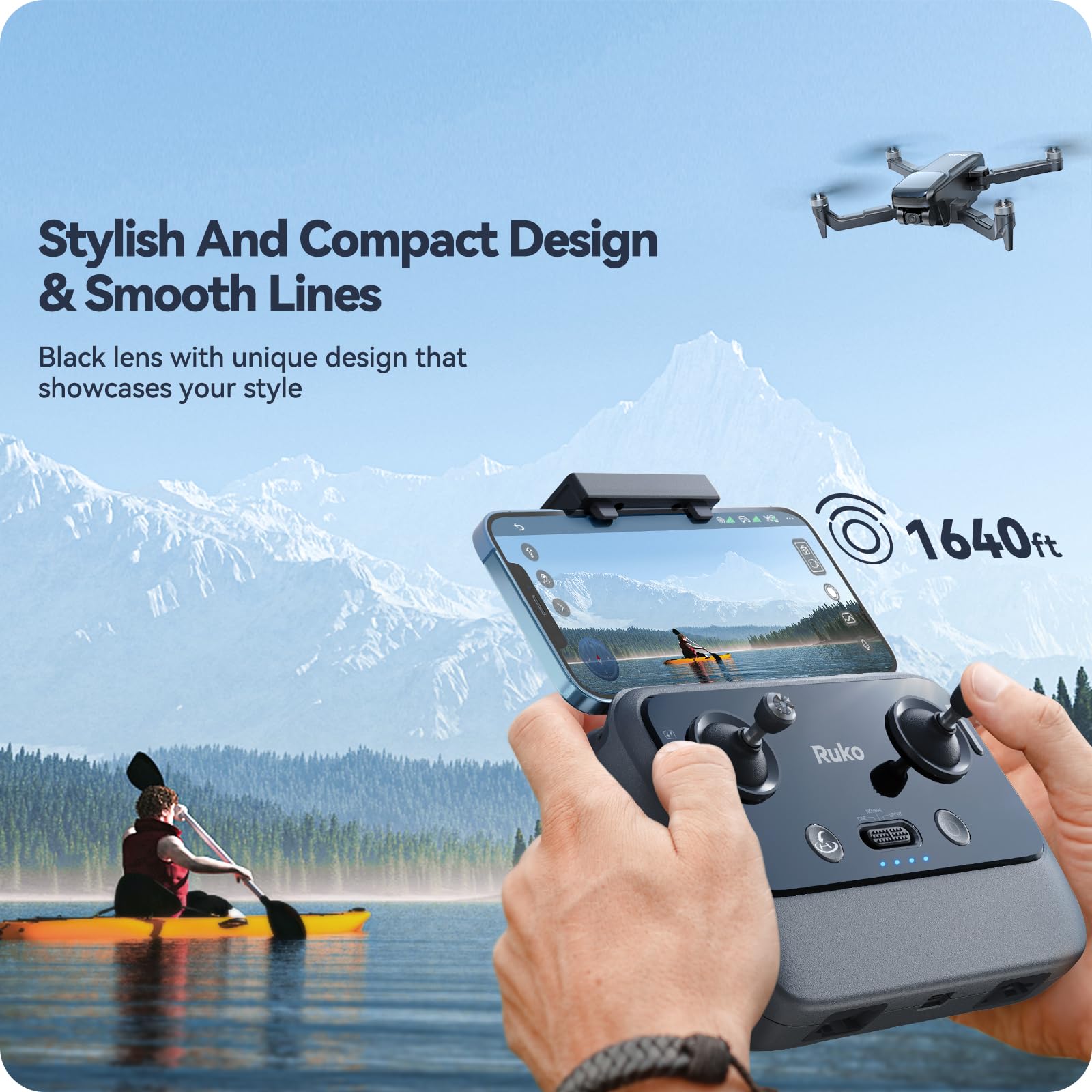 Ruko U11PRO First Drone with Camera for Adults, 4K UHD, FAA Remote ID Comply, 52 Mins Fly Time 2 Batteries, GPS Auto Return, Indoor-Outdoor Mode, Scale 5 Wind Resistance, Beginners Waypoint