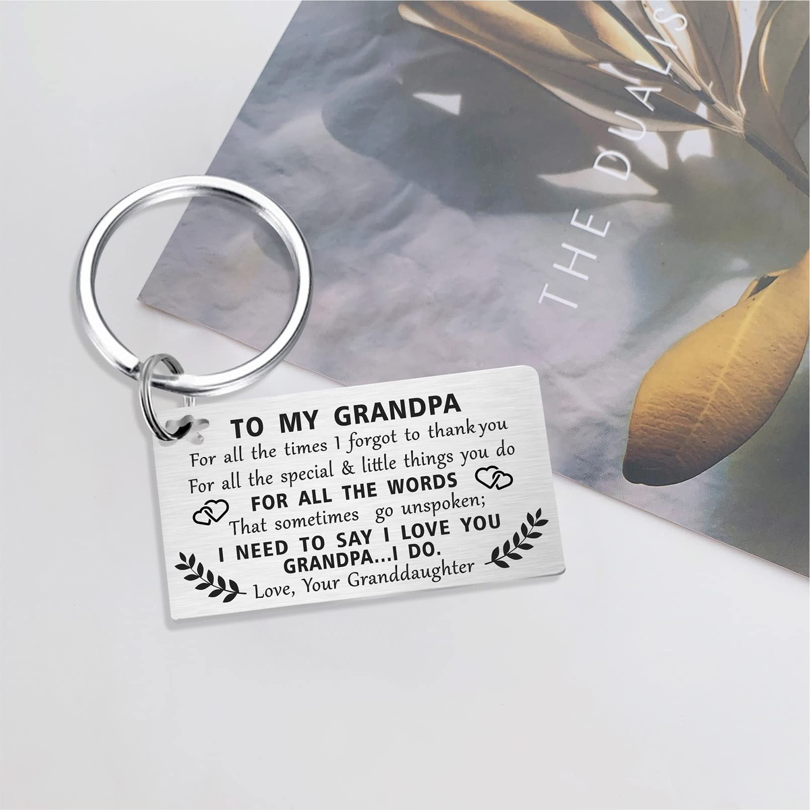 TANWIH Grandpa Gifts from Granddaughter, Grandpa Birthday Keychain, Thank You Grandfather, Best Grandpa Gifts for Father's Day Christmas