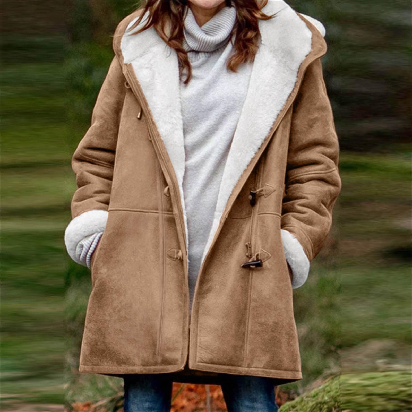 winter coats for women 2024 Trendy Plus Size Winter Coats for Women 2024 Warm Sherpa Fleece Lined Distressed Jackets Hooded Parka Faux Suede Pea Coat Outerwear Orders My