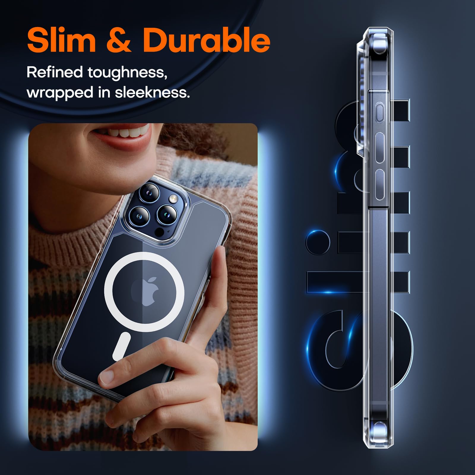 TAURI 5 in 1 Magnetic for iPhone 15 Pro Case Clear, [Designed for Magsafe] with 2X Screen Protector +2X Camera Lens Protector, [Not-Yellowing] Slim Shockproof Case for iPhone 15 Pro