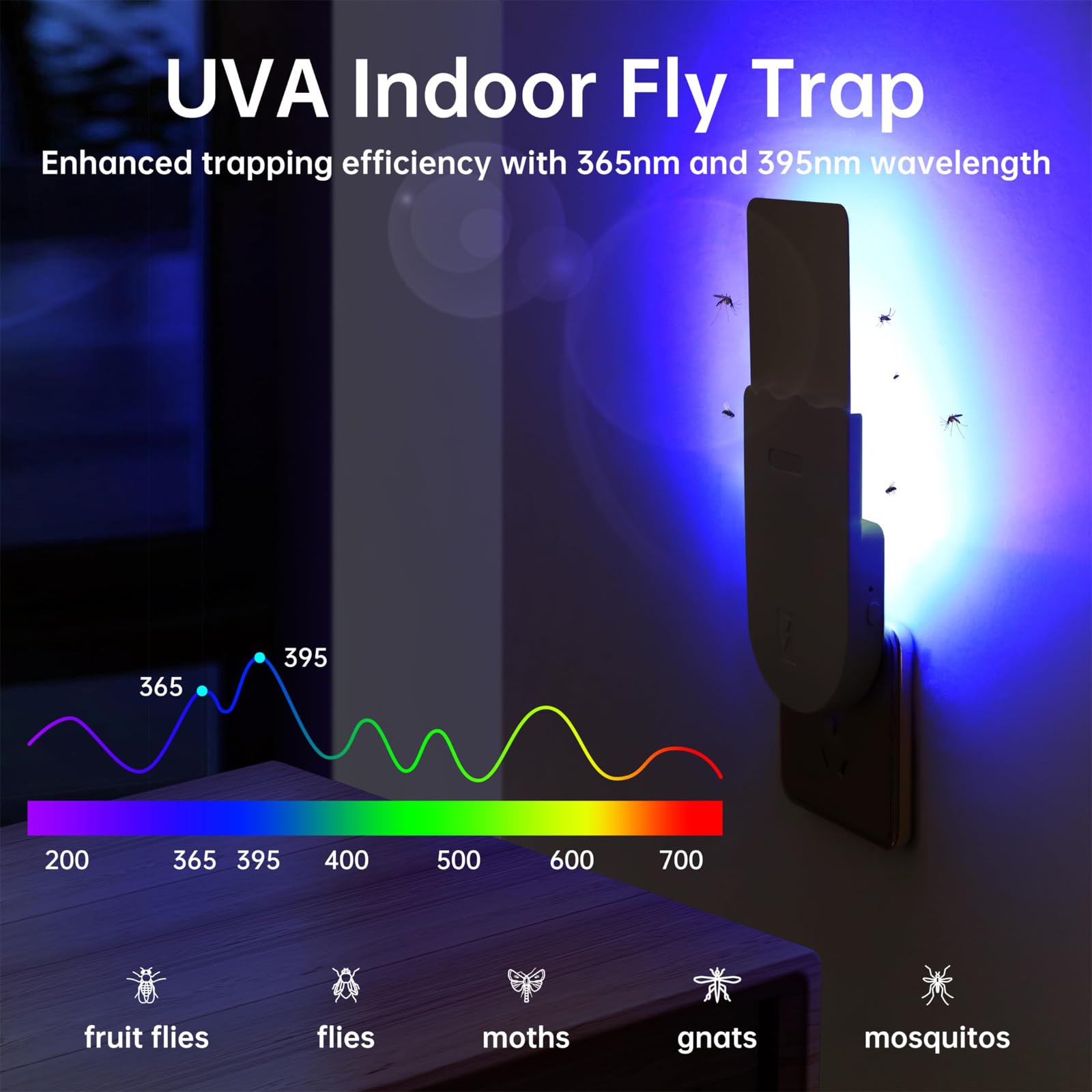 Fruit Fly Traps for Indoors, Fly Trap Indoor, 2 in 1 Flying Insect Trap Indoor Plug in, Indoors Fly Trap Attract Flies, Fruit Flies, Gnat, Mosquito (1 Device+5 Refills)