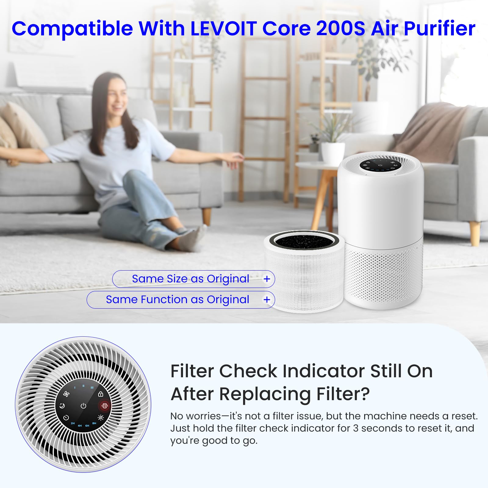 Future Way 2 Pack Core 200S Replacement Filter Compatible with LEVOIT Core 200S Air Purifier, H13 True HEPA & Activated Carbon, Core 200S-RF