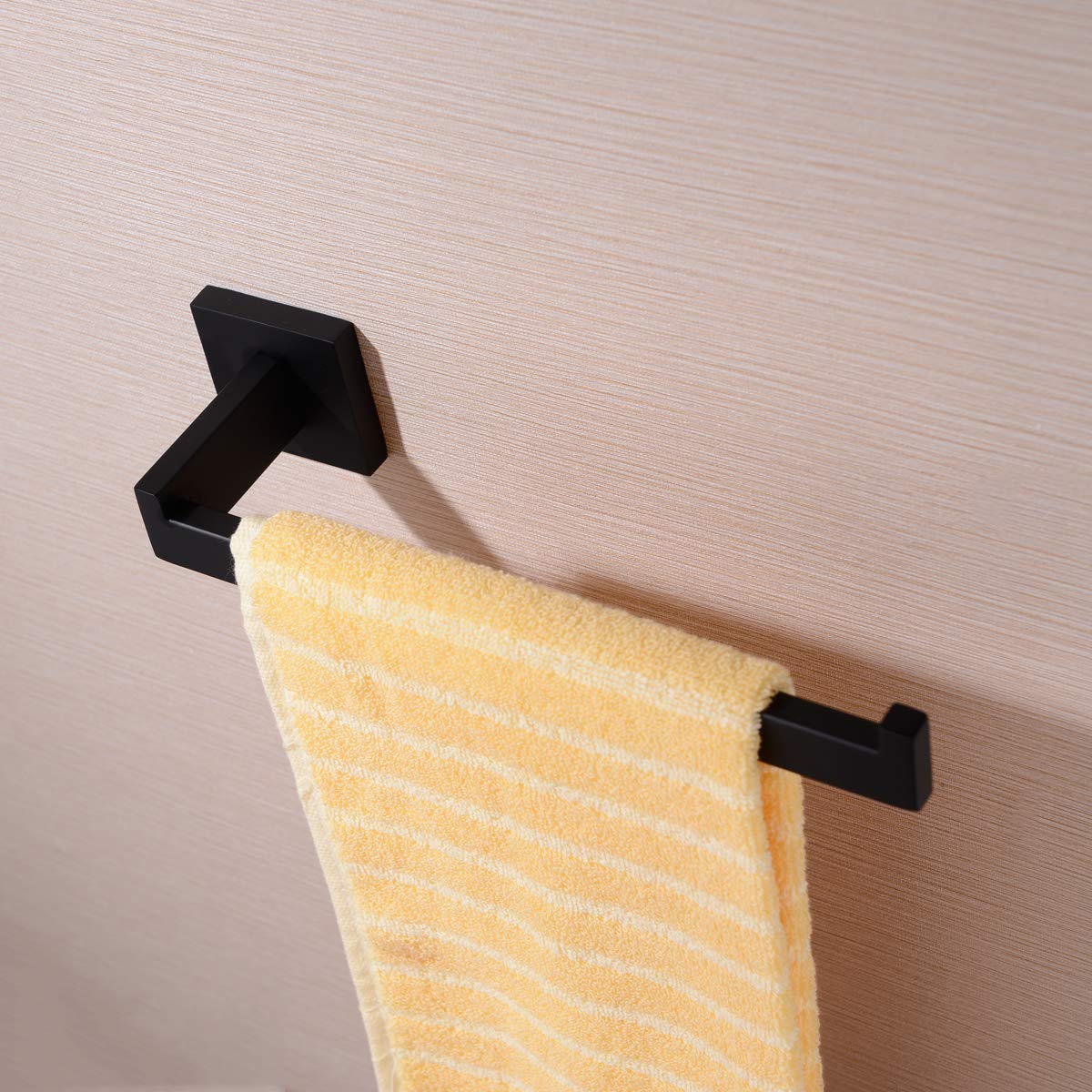 TRUSTMI Bathroom Towel Ring, Lavatory Wall Mounted Hand Towel Rail Bath Robes Holder, Rustproof SUS304 Stainless Steel, Matte Black