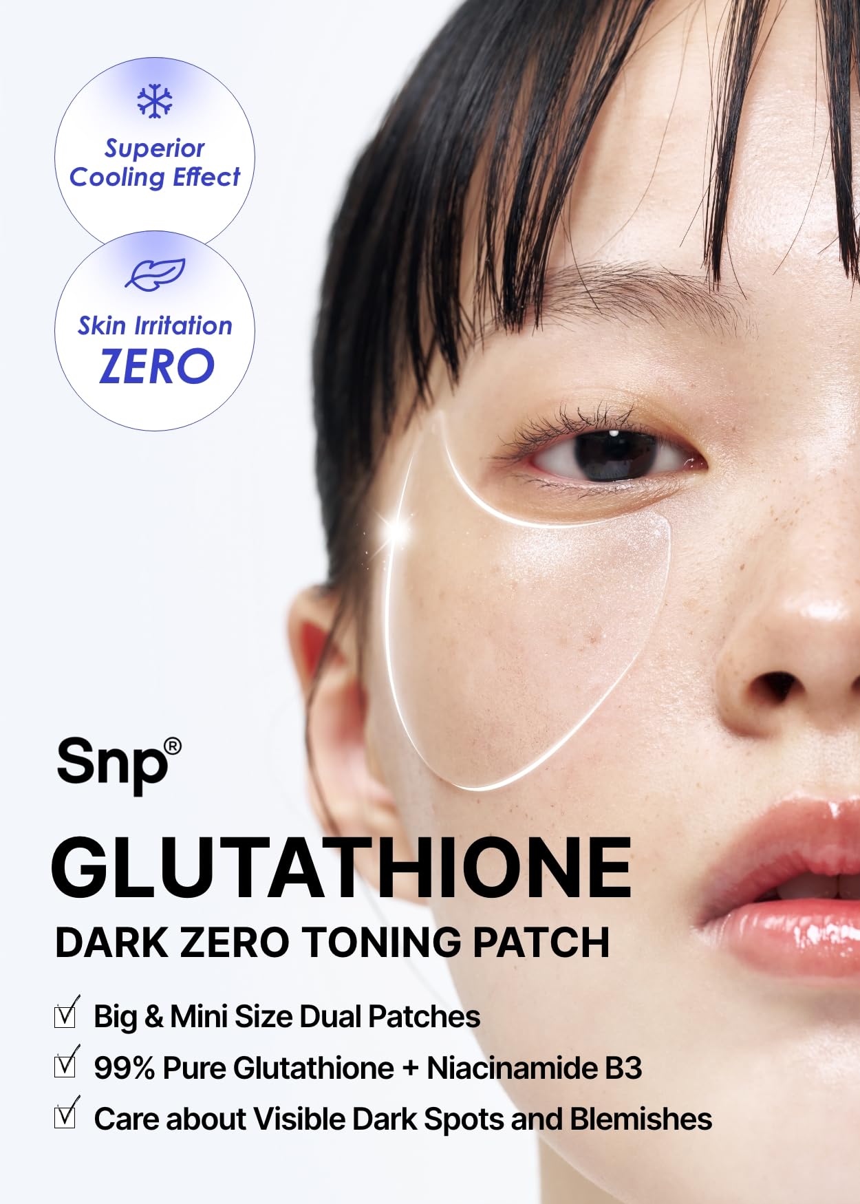 [K Beauty Snp] Glutathione Dark Zero Toning Eye Patch | Brightening Under Eye Patches for Blemishes and Dark Spots | Under Masks for Puffy Eyes and Dark Circles | Korean Skincare | 60 Patches