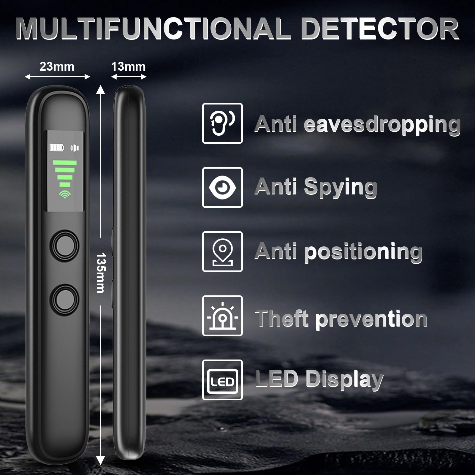 WFULM Hidden Camera Detectors, Portable Anti Spy Detector, Bug Detector with Screen, RF Wireless Signal Scanner for Listening Device GPS Tracker, Spy Camera Finder for Bathroom, Travel, Hotels, Car