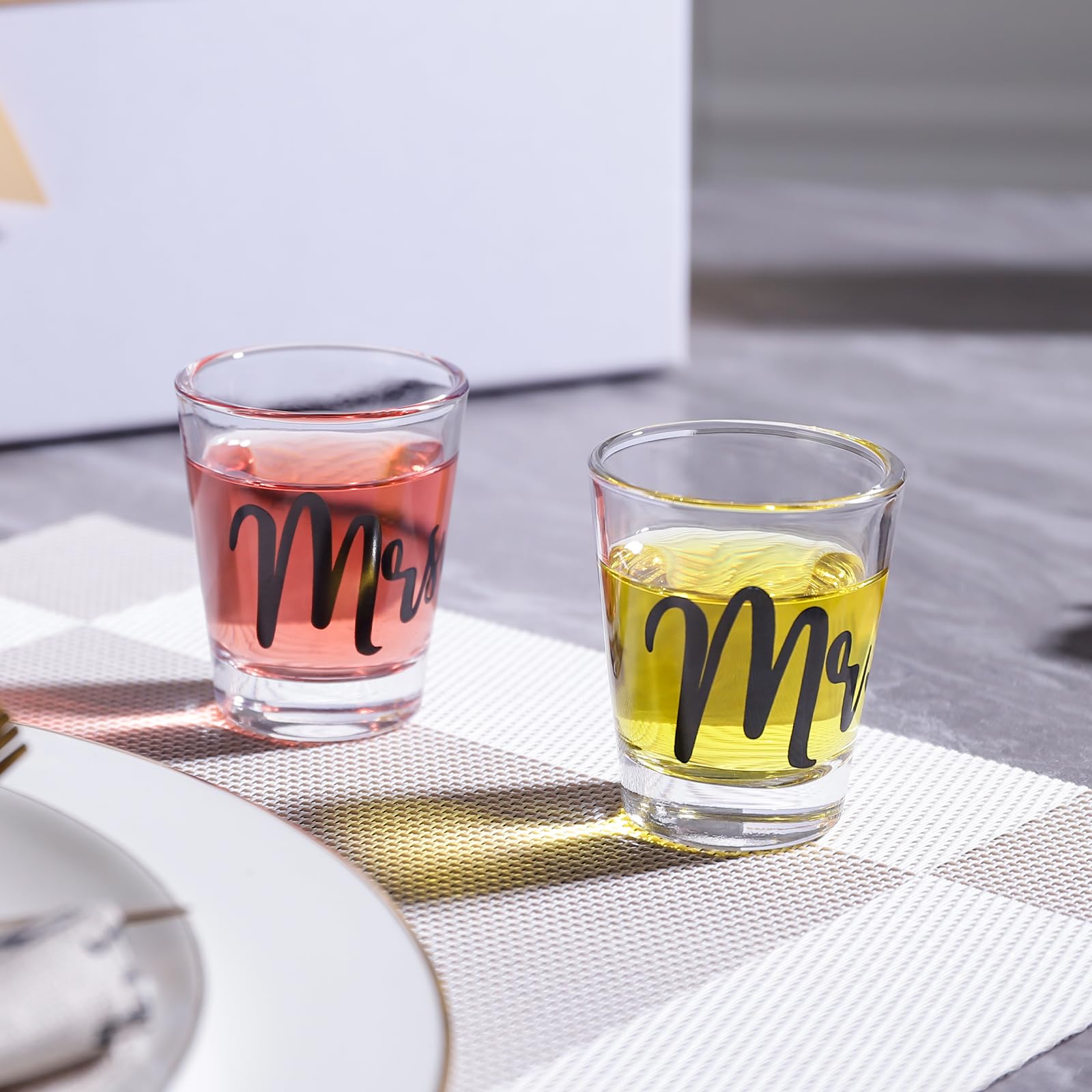 4 PCS Engagement Gift for Couples-Funny Wedding Gifts for Newlywed,Unique Bridal Shower Gift,Mr and Mrs Shot Glasses,Gift for Bride and Groom,Newlywed,Couples