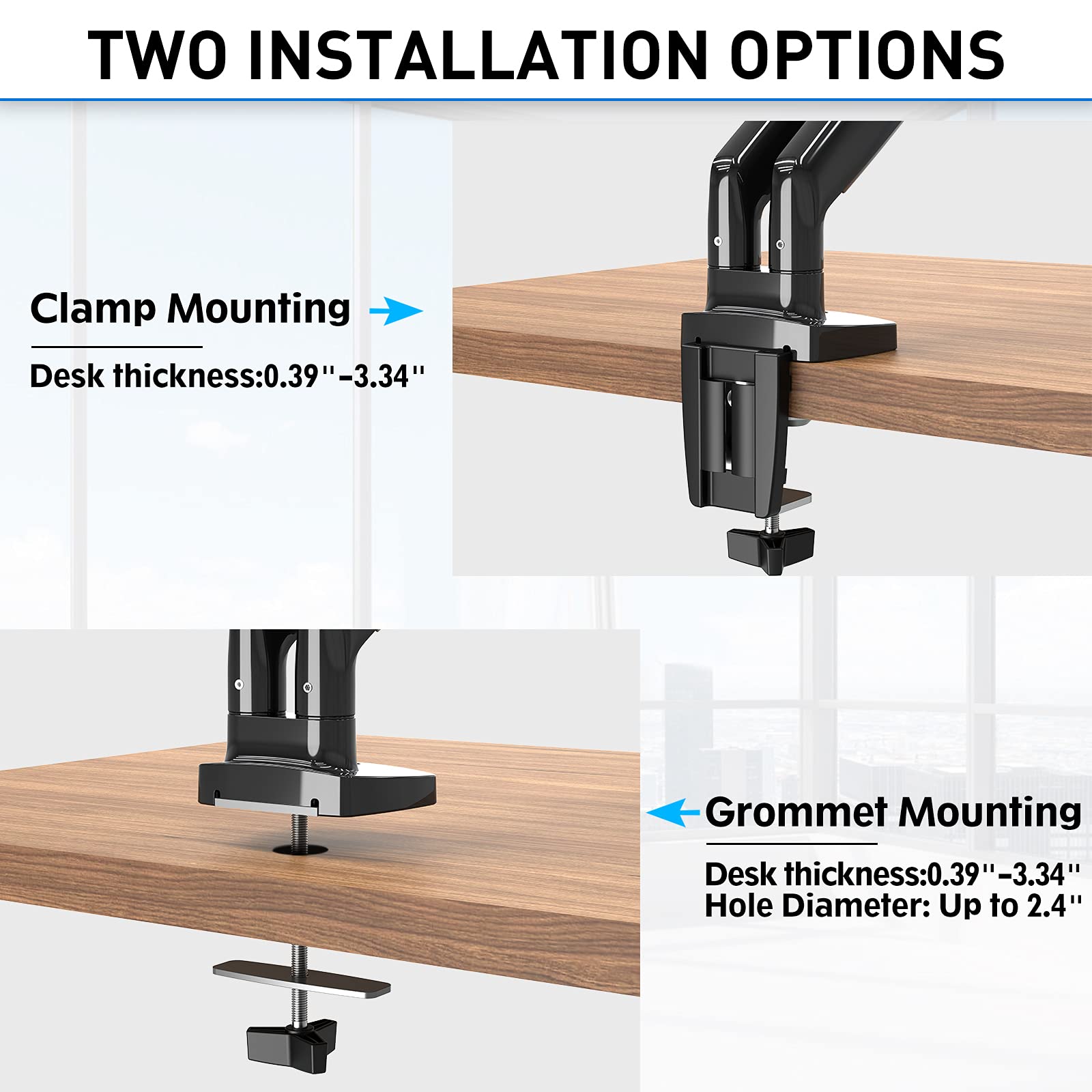 MOUNTUP Dual Monitor Mount for 2 Max 35 inch Ultrawide Screens, Hold 6.6-30.9lbs, Full Motion Gas Spring Monitor Desk Arm, Heavy Duty Dual Monitor Stand for Desk, VESA Bracket with Clamp/Grommet Base