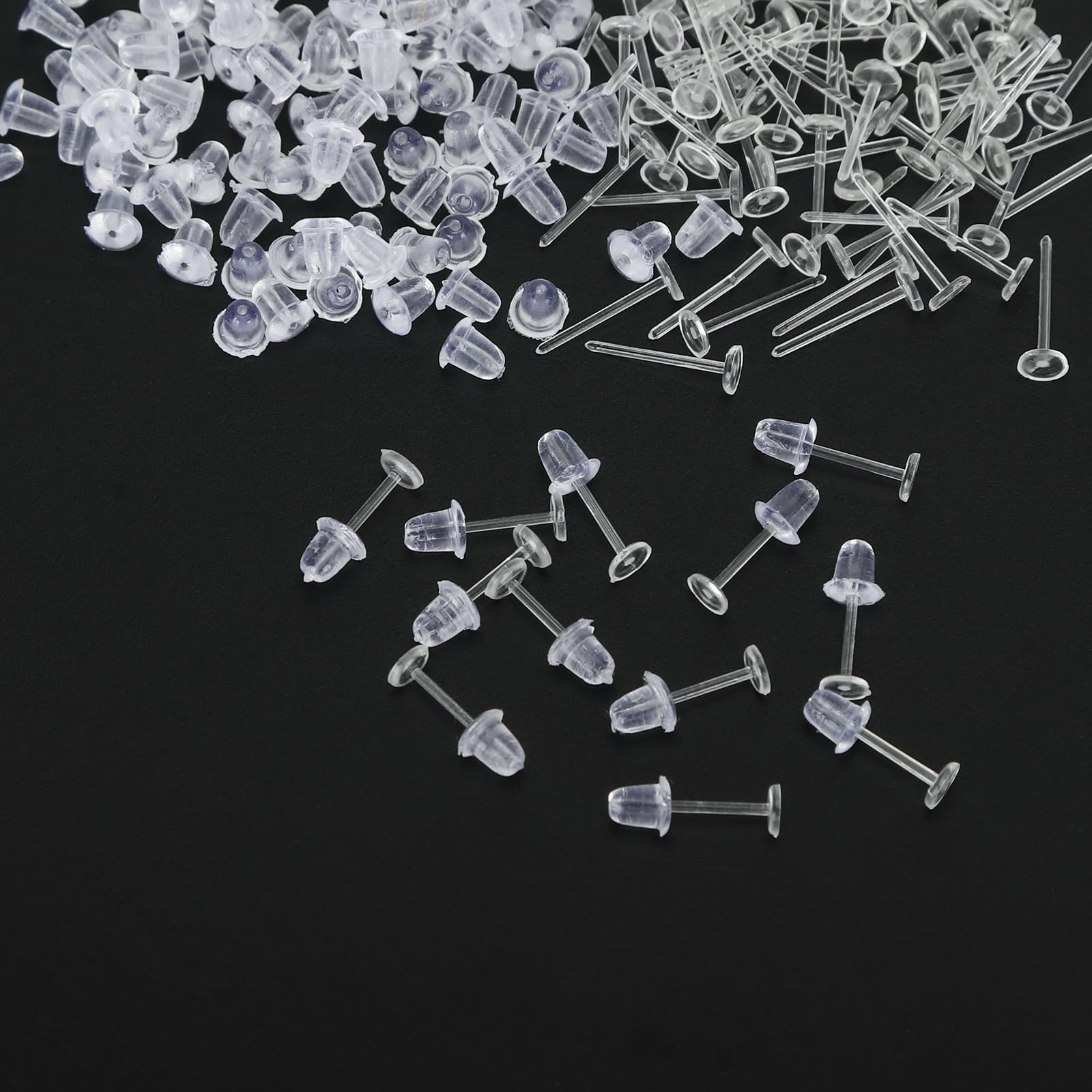 YOYOSTORE 3mm Invisible Plastic Earrings Blank Pins Stud Tiny Head Findings DIY Supplies (200 pieces/100 Pairs)