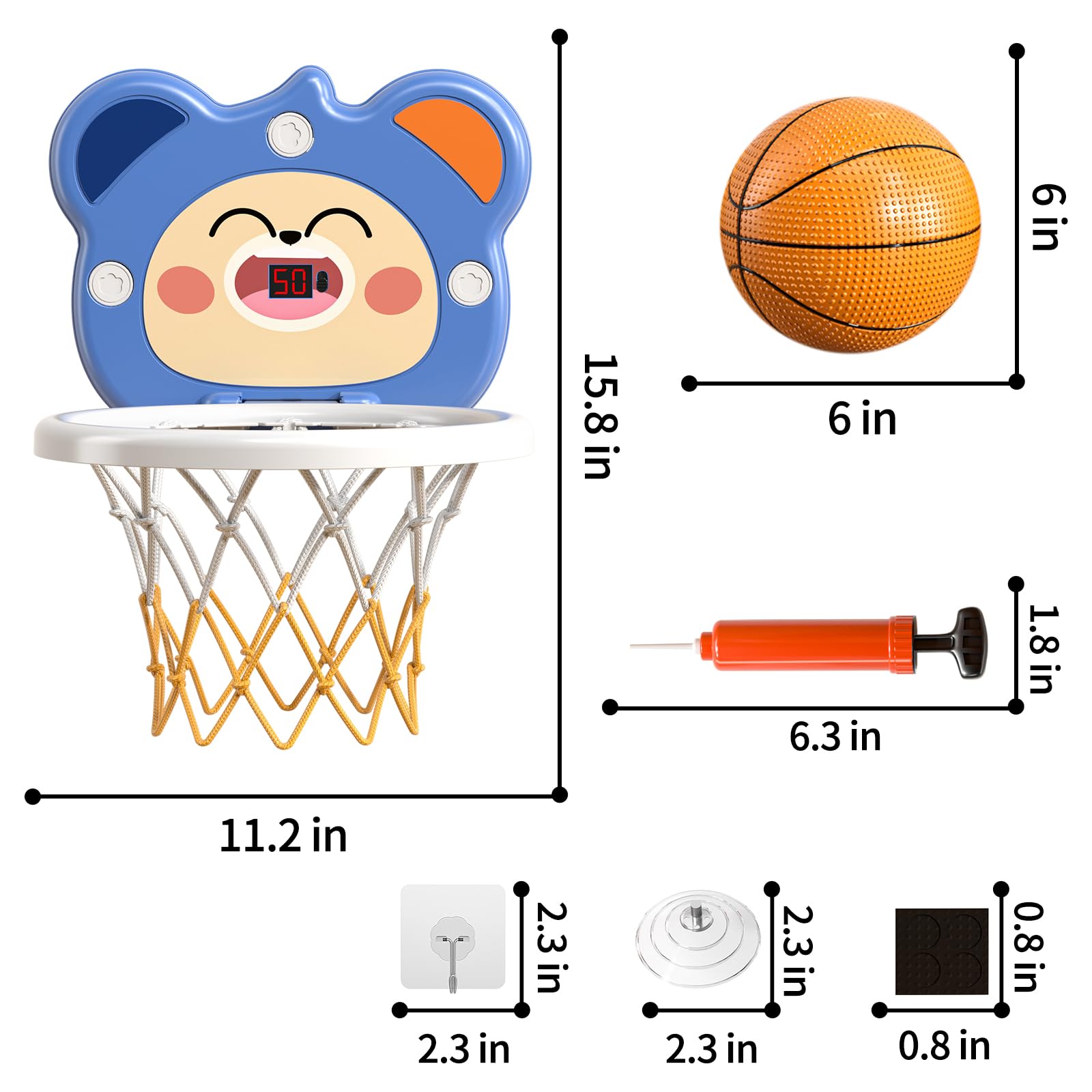 TEMI Indoor Mini Basketball Hoop for Toddlers Kids Boys Age 2 3 4 5 6, Toddlers Basketball Hoop with 4 Balls & Electronic Scoreboard, Toddler Boys Toys, Christmas Birthday Toys Gifts for Boys 3 4 5 6