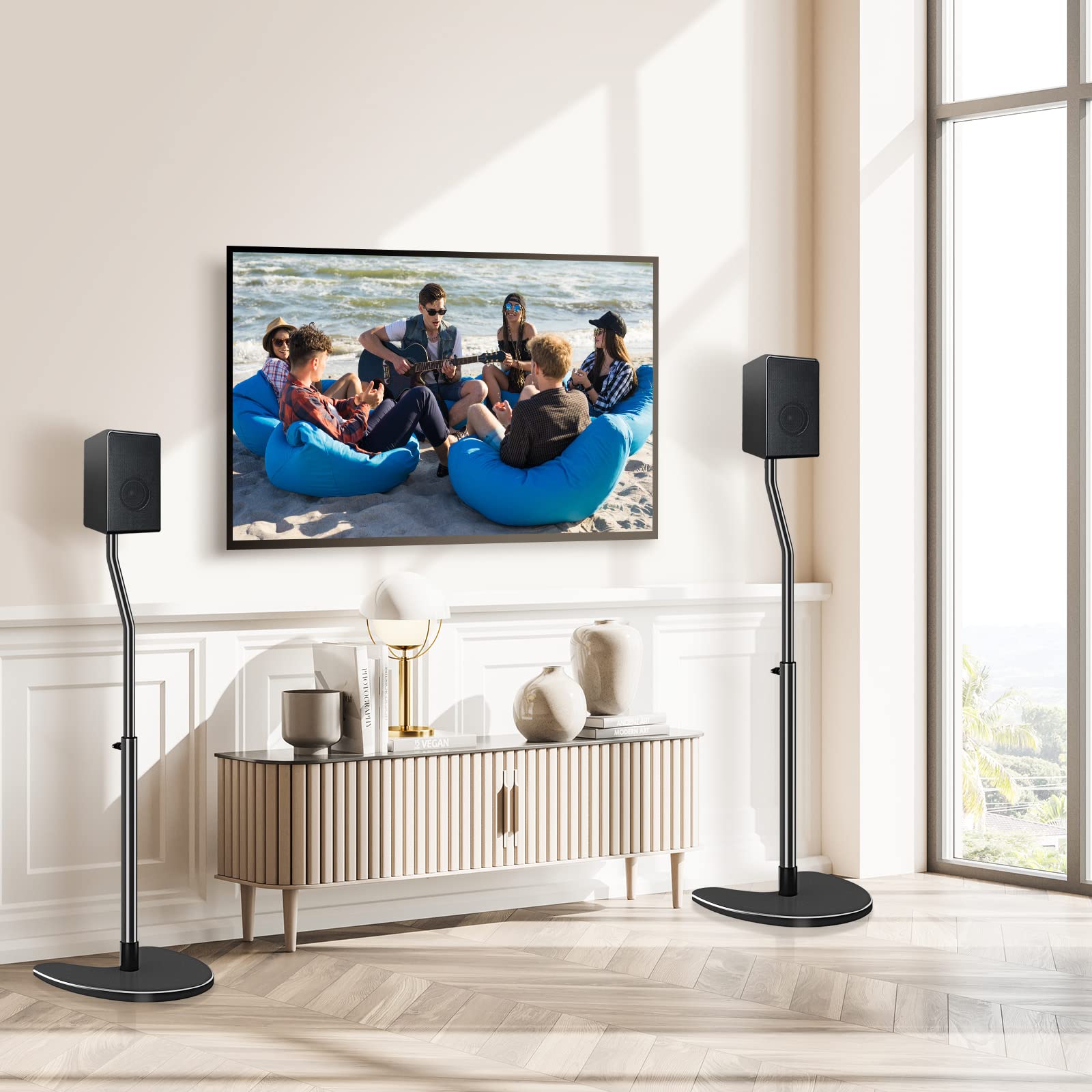 Mounting Dream Height Adjustable Speaker Stands Mounts, One Pair Floor Stands, Heavy Duty Base Extendable Tube, 11 LBS Capacity Per Stand, MAX 39" Height Adjustment MD5401 (Speakers Not Included)