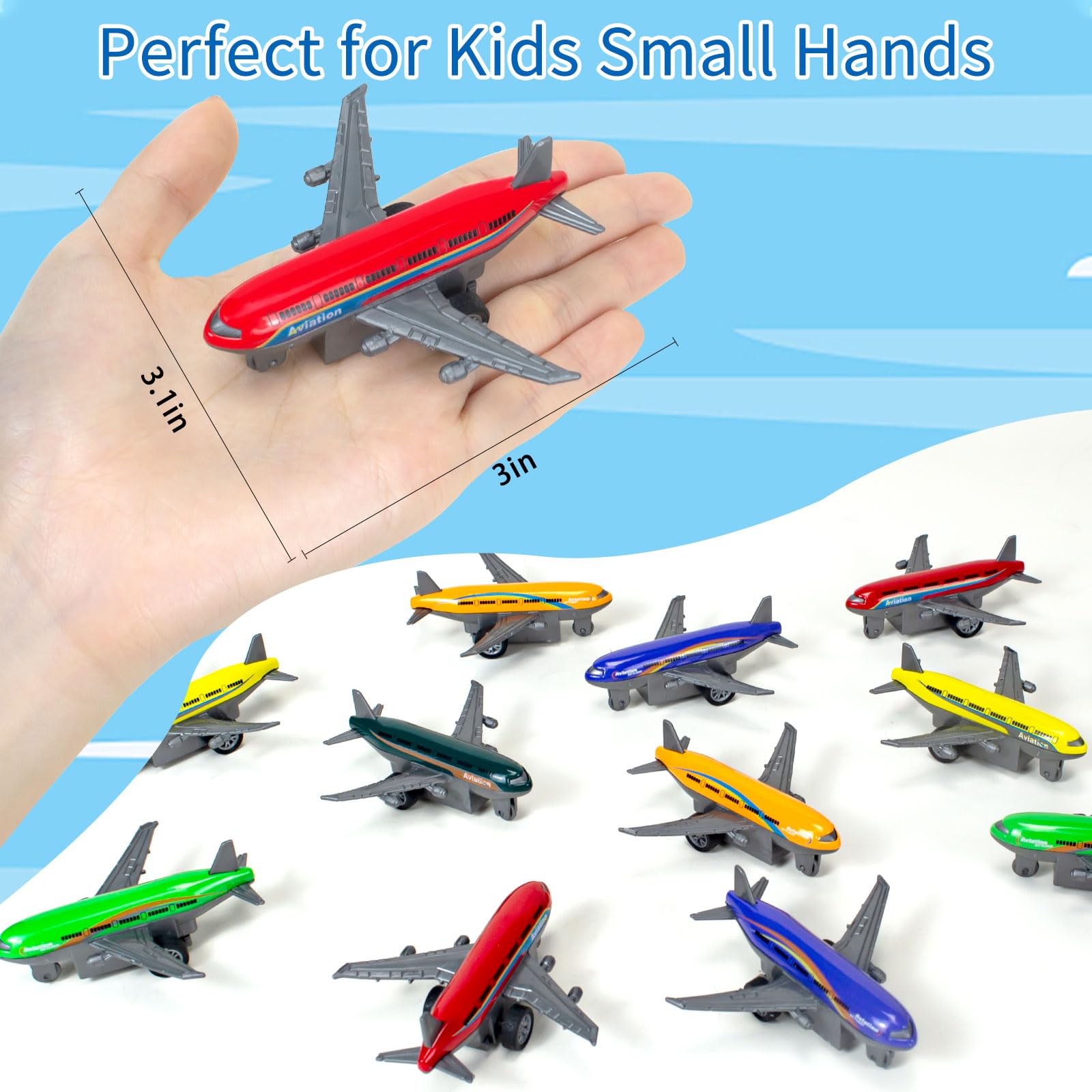 15 Pack Toy Airplane, Mini Diecast Airplane Toys for Boys Girls 3 4-8 9 Years, Pull Back Alloy Model Planes Aeroplane Toys for Kids Birthday Cake Toppers Party Favors, 6 Colors