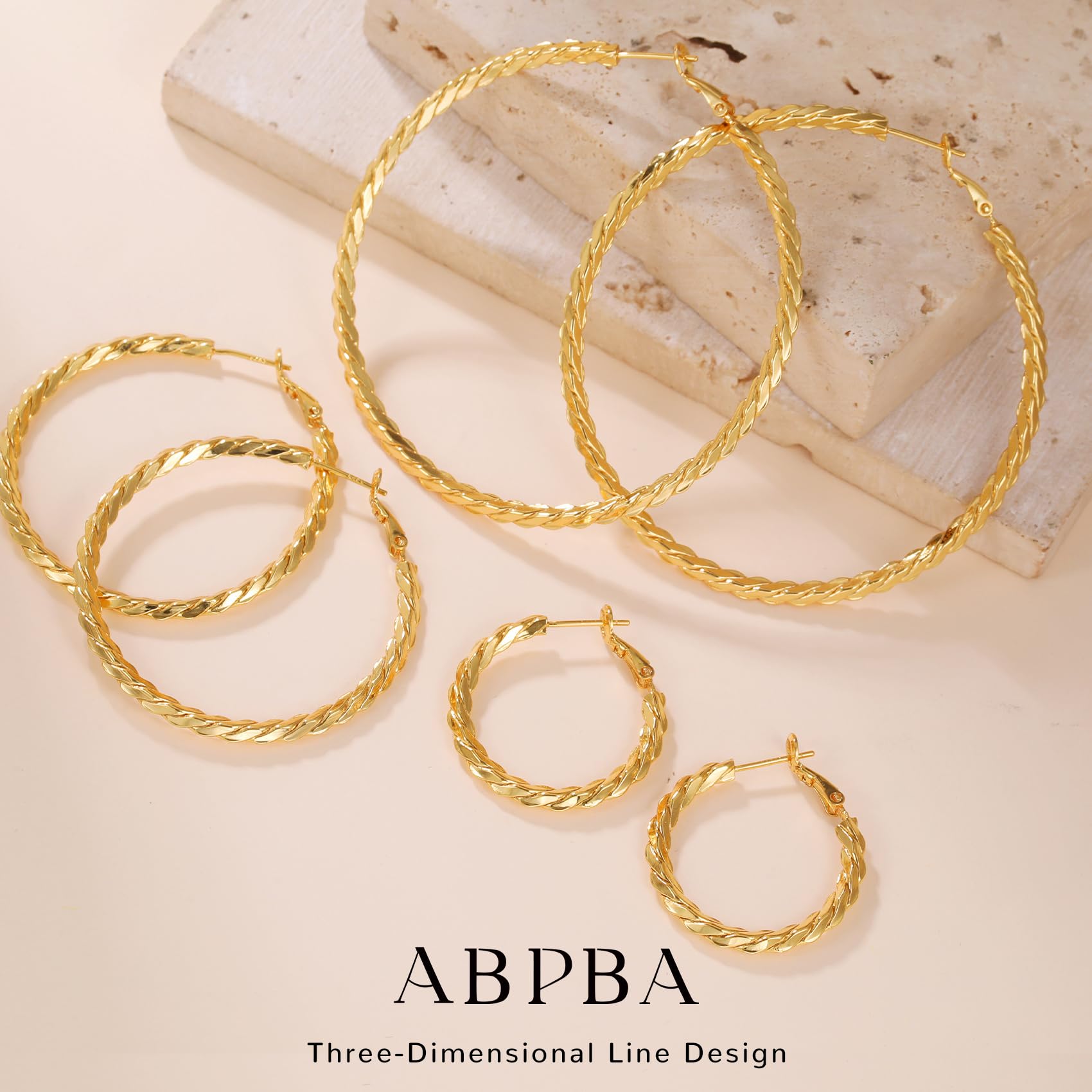 ABPBA 2mm Gold Hoop Earrings for Women 14k Gold Plated Hoop Earrings Lightweight Big Gold Hoop Earrings Hypoallergenic Thin Gold Hoop Earrings for Women Girls 70mm