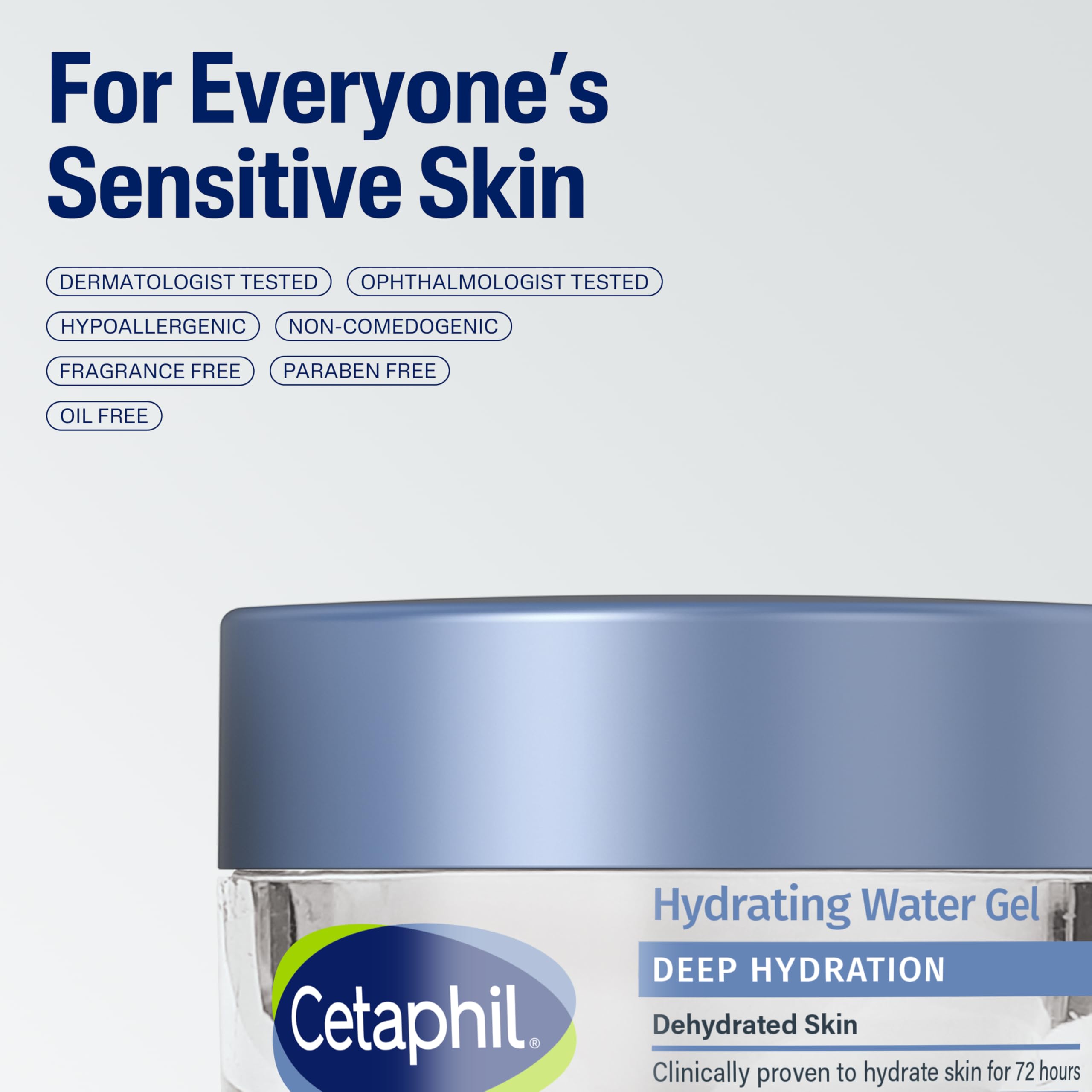 Cetaphil Deep Hydration Skin Restoring Water Gel with Hyaluronic and Polyglutamic Acid, Face Moisturizer, 72 Hour Hydration, For Dry, Dehydrated Sensitive Skin, Fragrance Free, 1.7 oz, Fragrance Free
