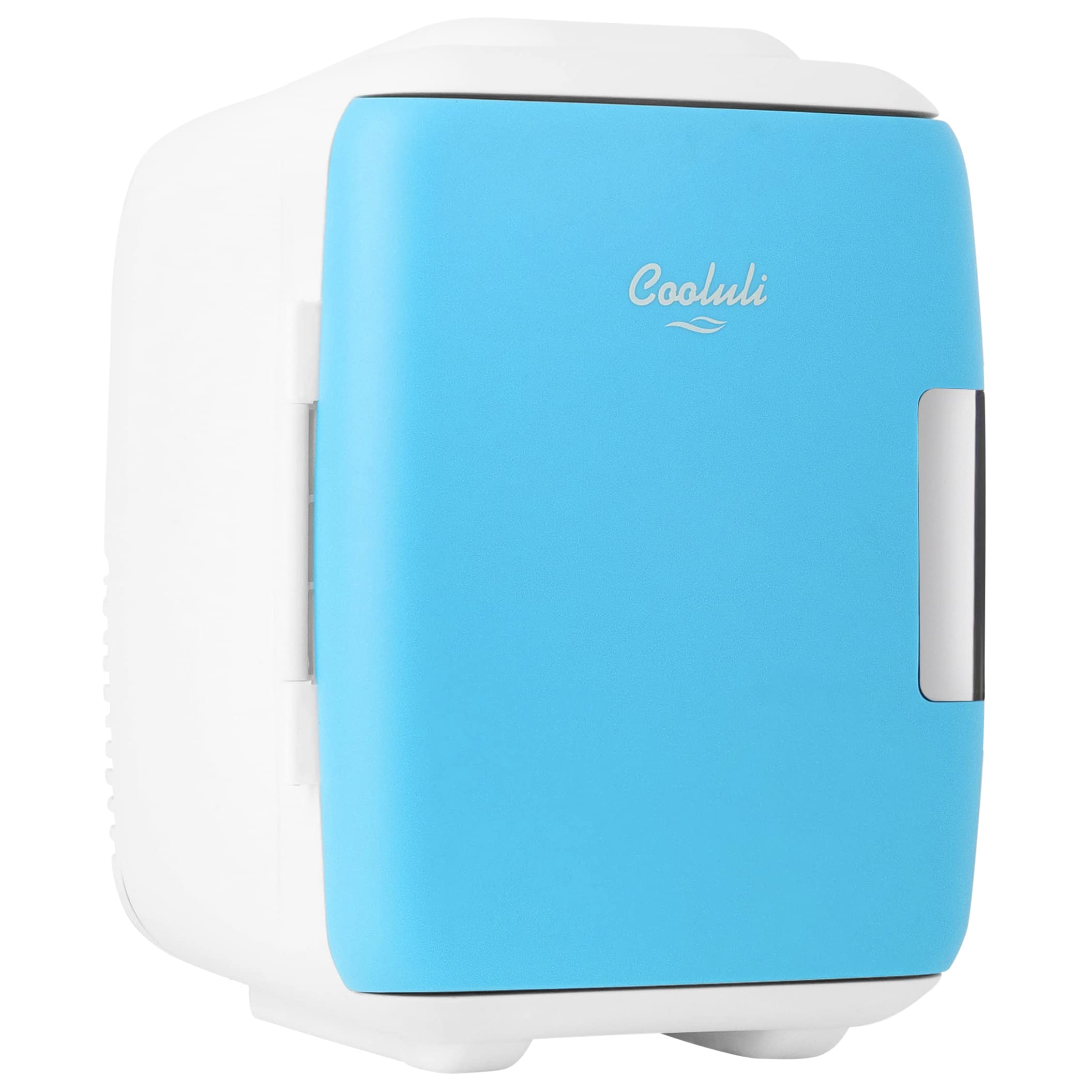 Cooluli Mini Fridge for Bedroom - Car, Office Desk & Dorm Room - Portable 4L/6 Can Electric Plug In Cooler & Warmer for Food, Drinks, Skincare Beauty & Makeup - 12v AC/DC & Exclusive USB Option, Blue