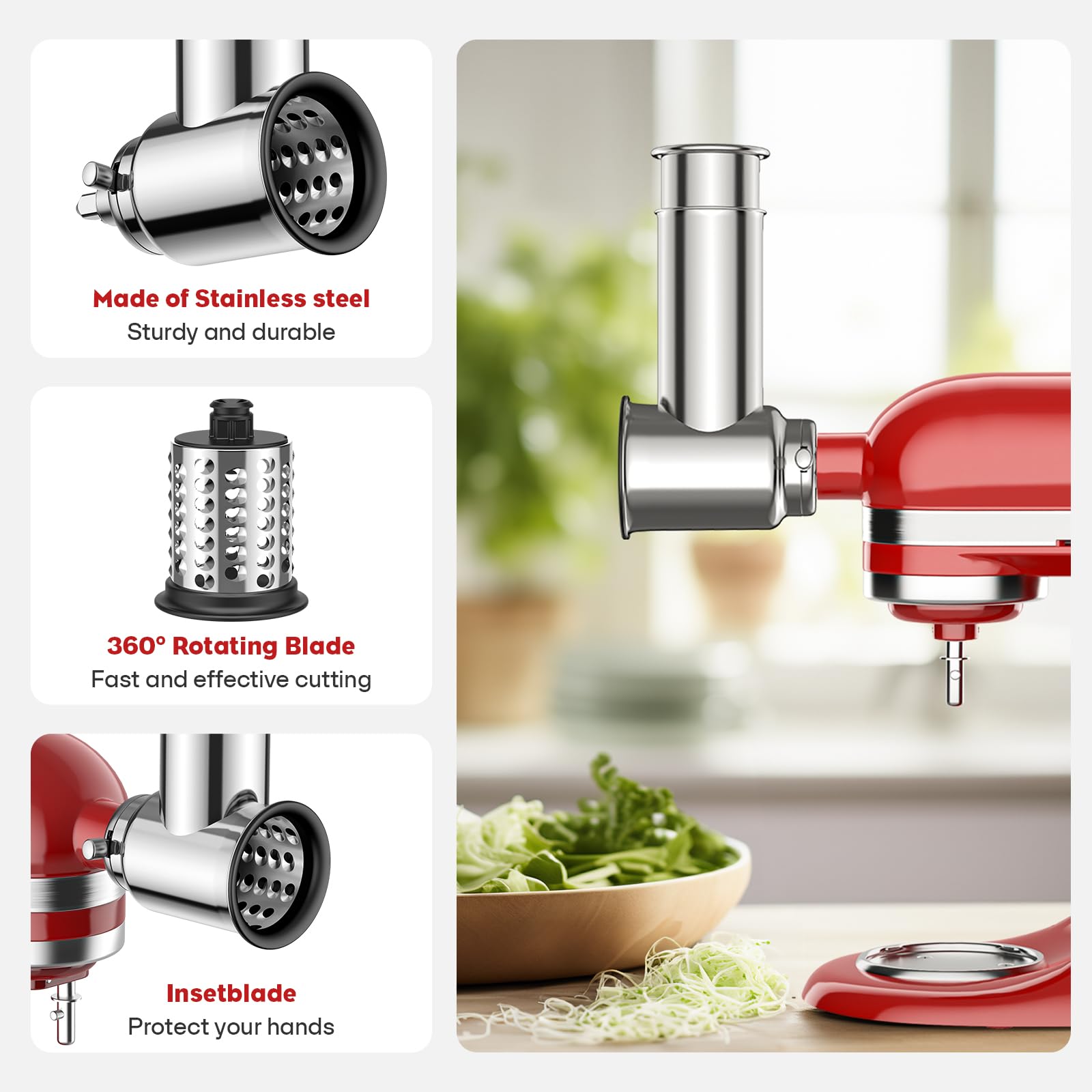 Meat Grinder & Stainless Steel Slicer Shredder Attachment for KitchenAid Stand Mixer, Meat Grinder Attachment with Sausage Stuffing Set and Salad Machine, As kitchen aid accessories and attachments