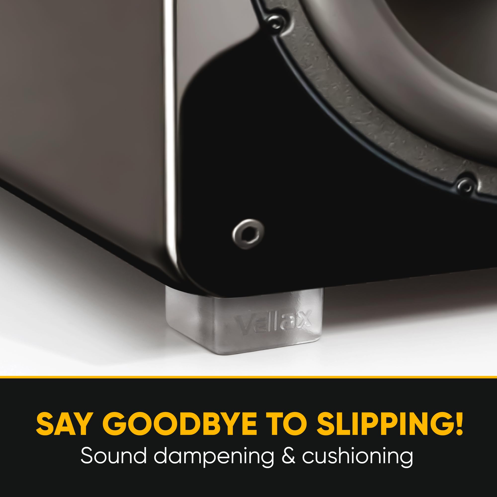 Small Door Knob Wall Protectors – 16 Clear Self-Adhesive Silicone Bumpers for Doors, Furniture & Walls – Anti-Vibration Feet for Electronics & Appliances in Square Block Shape by VELLAX