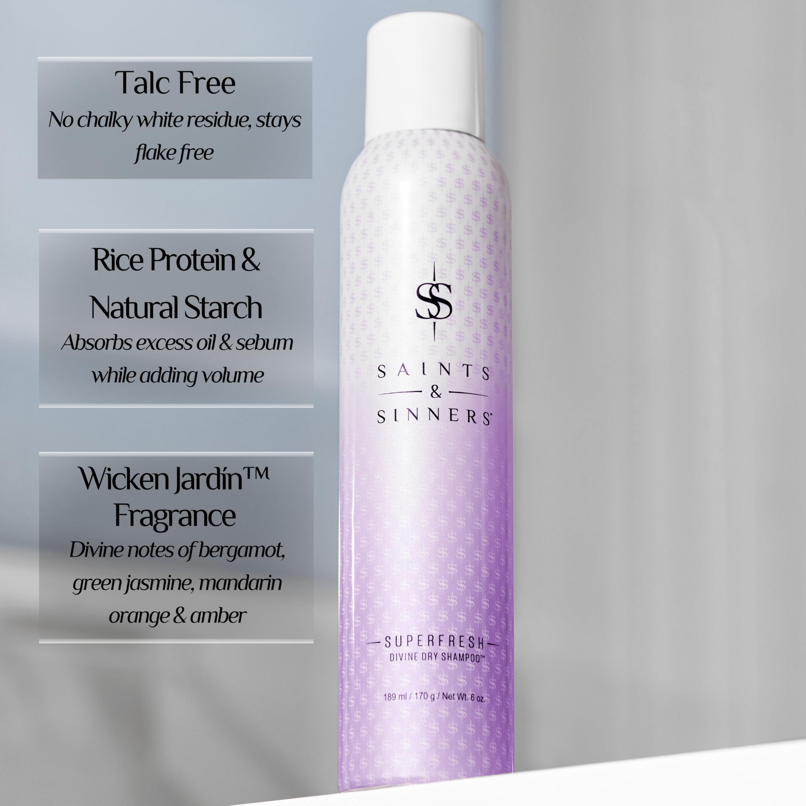 Saints & Sinners Award-Winning Superfresh Divine Dry Shampoo and Cleansing Hair Refresher for All Hair Types