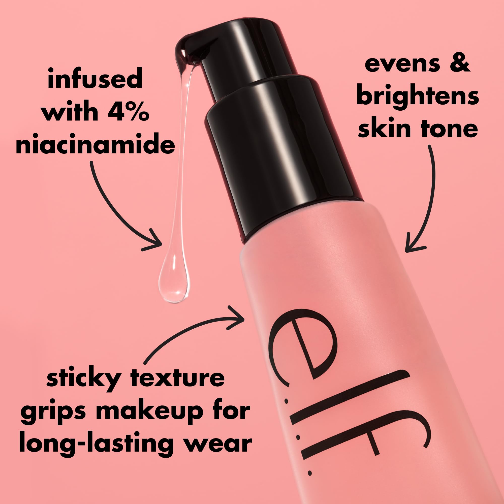 e.l.f. Power Grip Primer + 4% Niacinamide, Gel-Based & Hydrating Face Primer, Evens Skin & Brightens, Grips Makeup, Vegan & Cruelty-Free, 0.8 Fl Oz