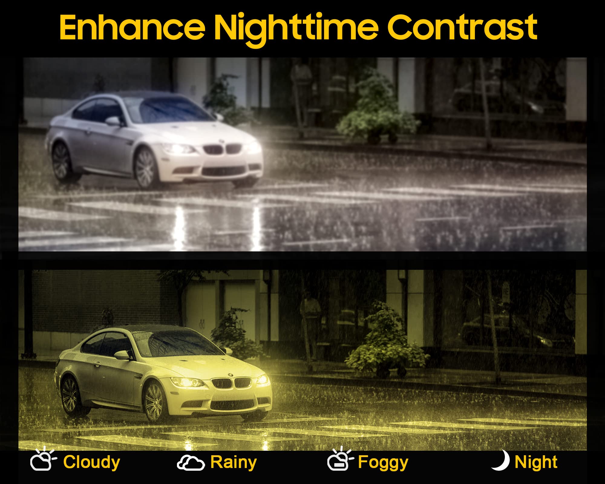 TJUTR Women's Night-Vision Glasses for Driving, Polarized Yellow Lens Reduce Glare Safety Nighttime UV Protection